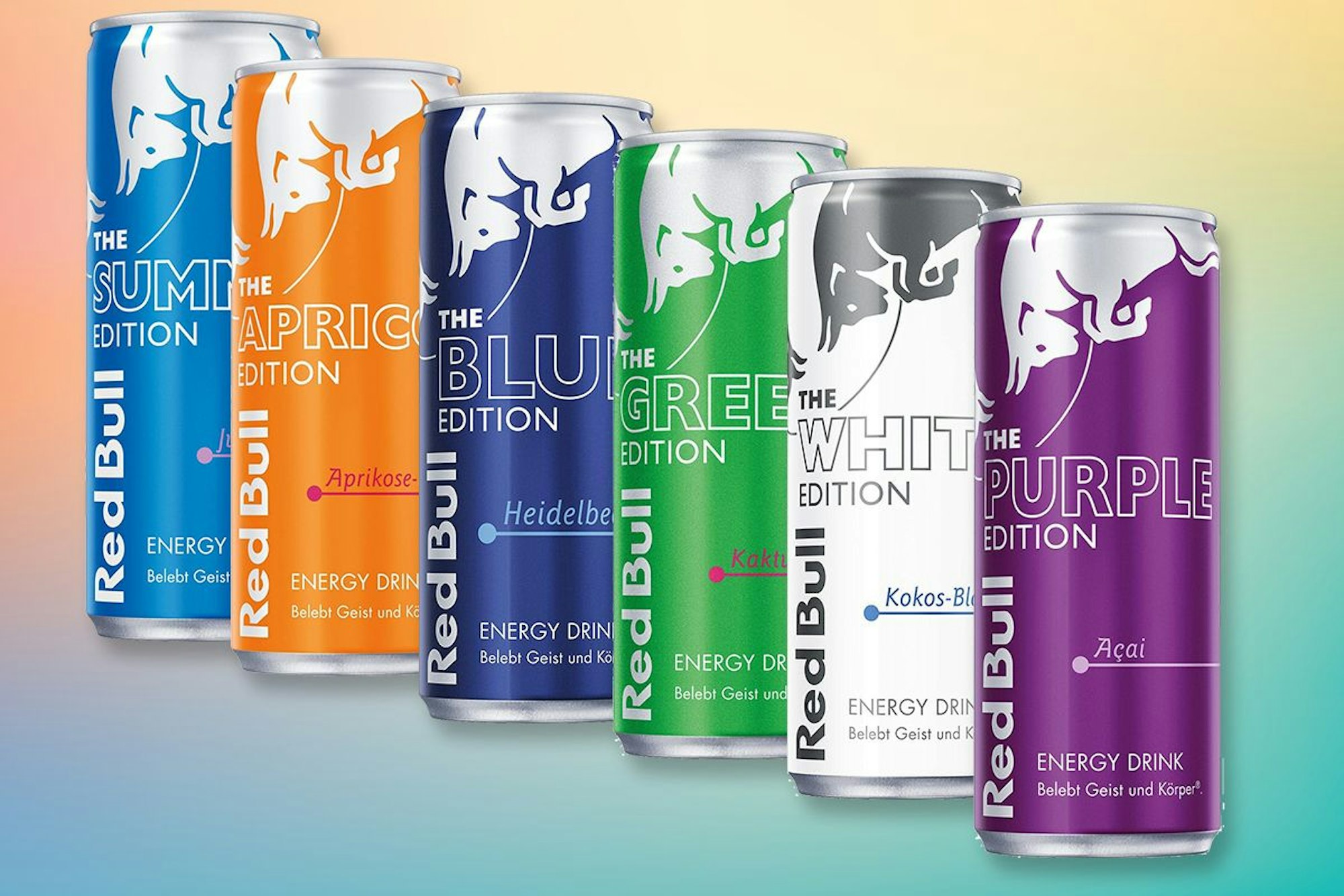 Verschiedene Red Bull Sorten