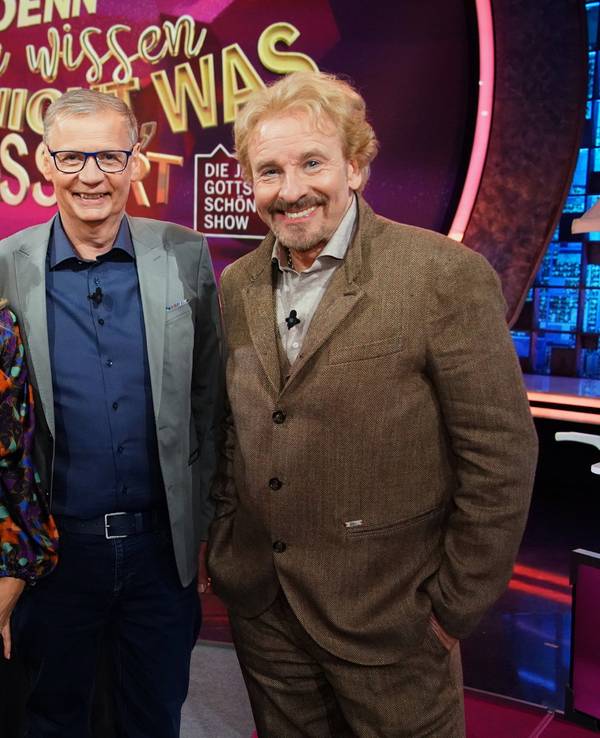 Barbara Schöneberger, Günther Jauch (M.) und Thomas Gottschalk.