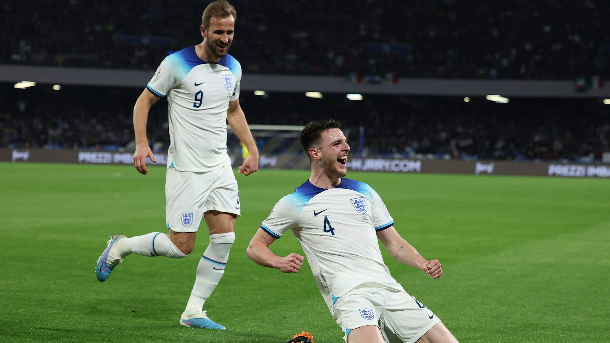 Englands Declan Rice jubelt zusammen mit Harry Kane.