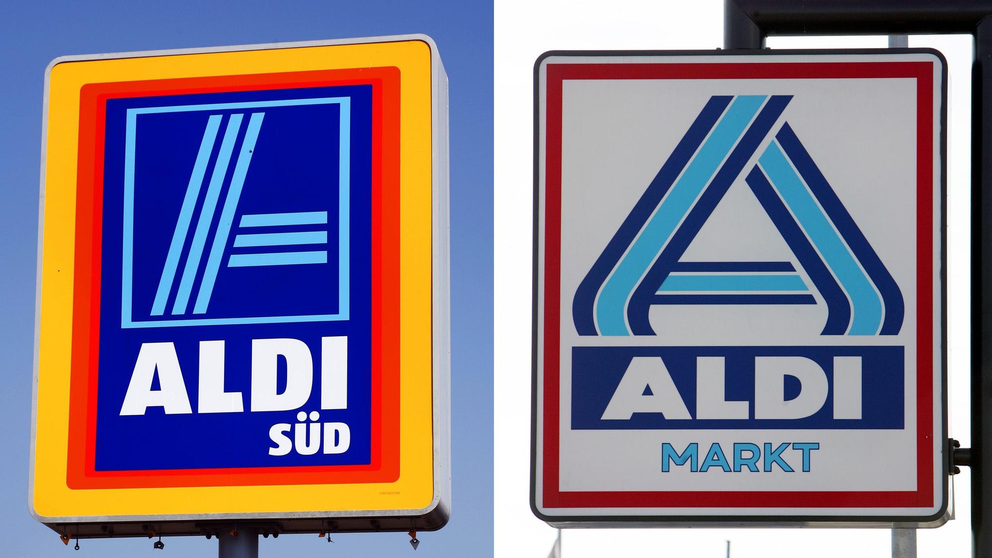 Die Schilder von Aldi Süd und Aldi Nord.