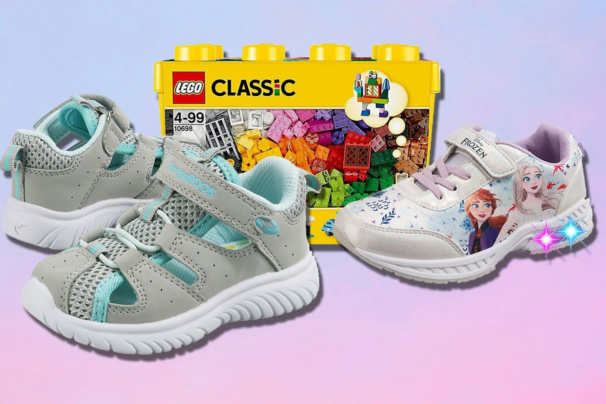 Abbildung Kinder Schuhe und Lego Set