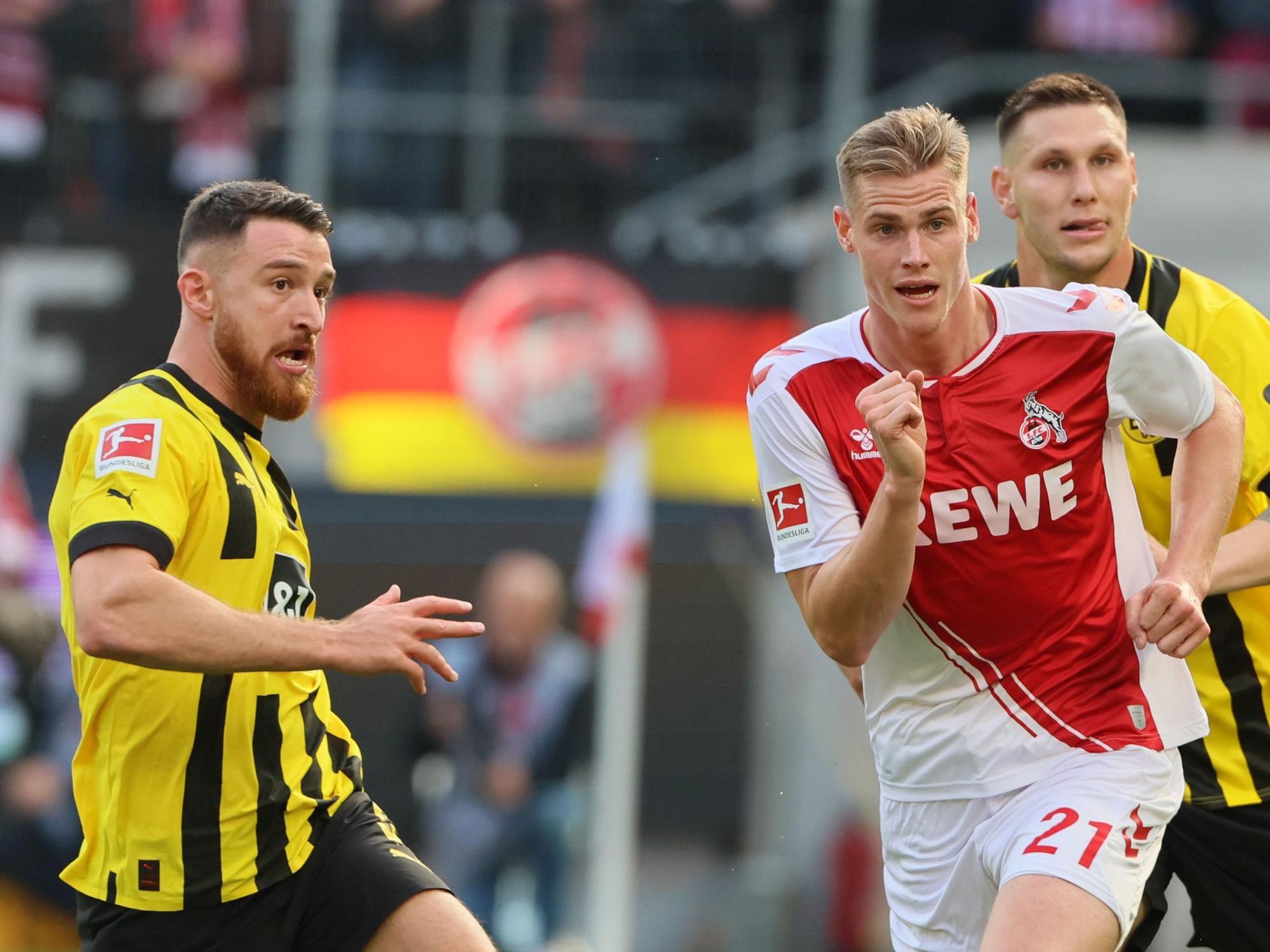 Ex-FC-Profi Salih Özcan (l.) am 1. Oktober 2022 im Spiel zwischen Borussia Dortmund und dem 1. FC Köln.