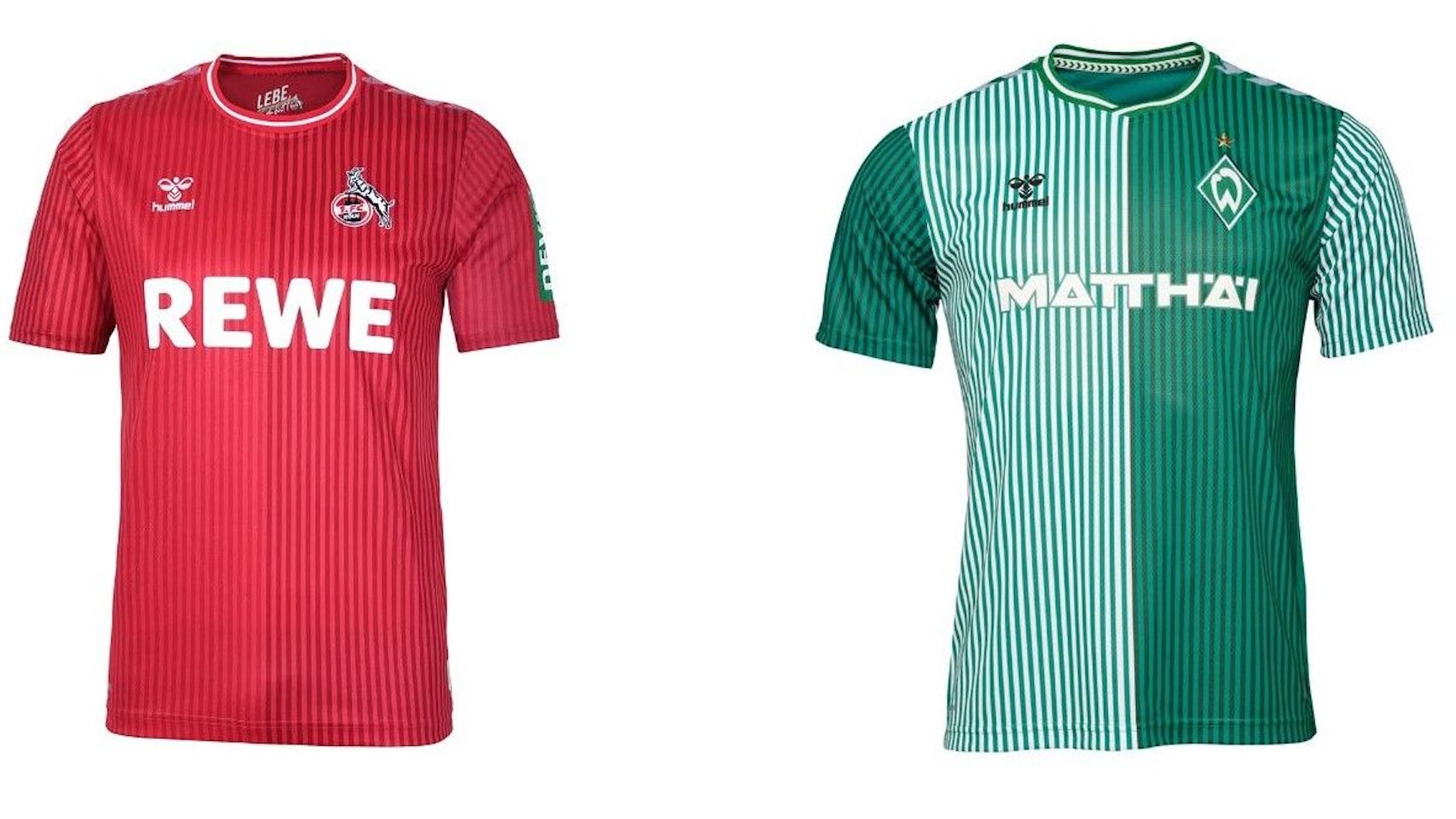 Montage mit den Trikots von Werder Bremen und dem 1. FC Köln.