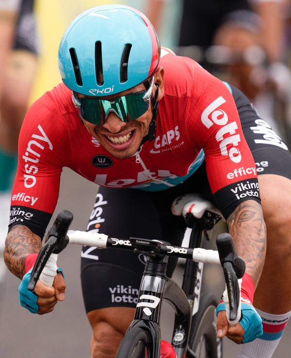 Caleb Ewan in einem Sprint.