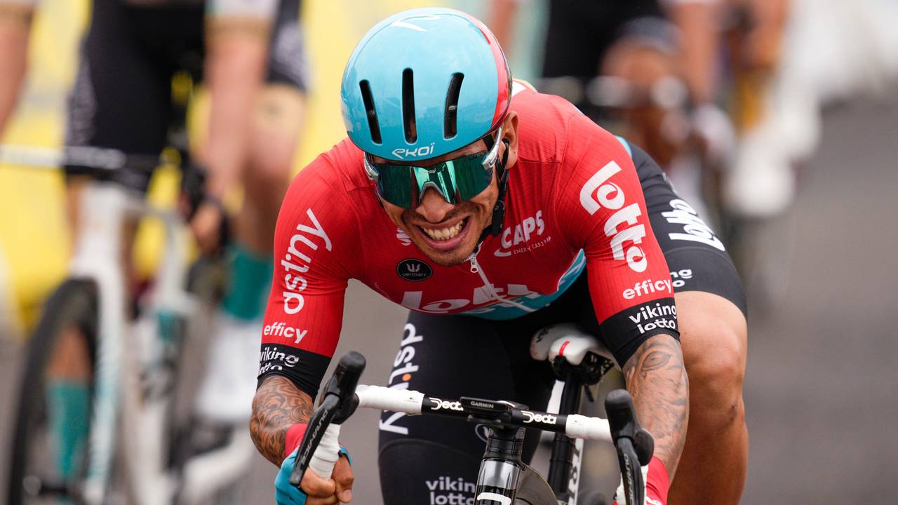 Caleb Ewan in einem Sprint.