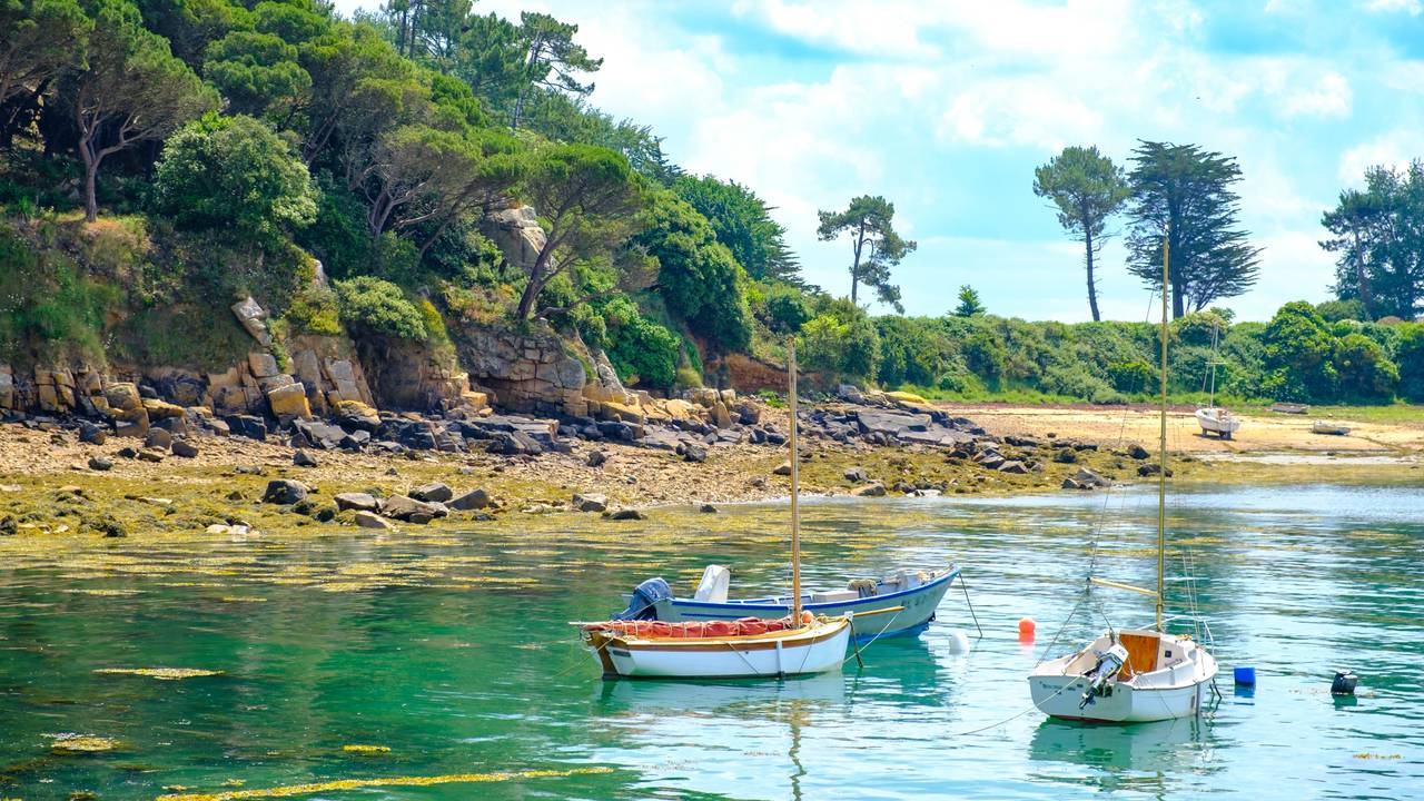 Bucht auf der Île de Bréhat an der Côtes-d’Armor in der Bretagne.