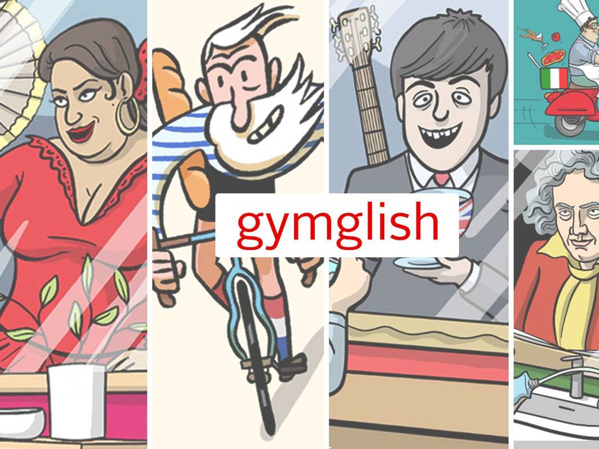 Comic Bilder von Gymglish von Hotel Borbollon, Saga Baldoria, Frantastique als Collage.