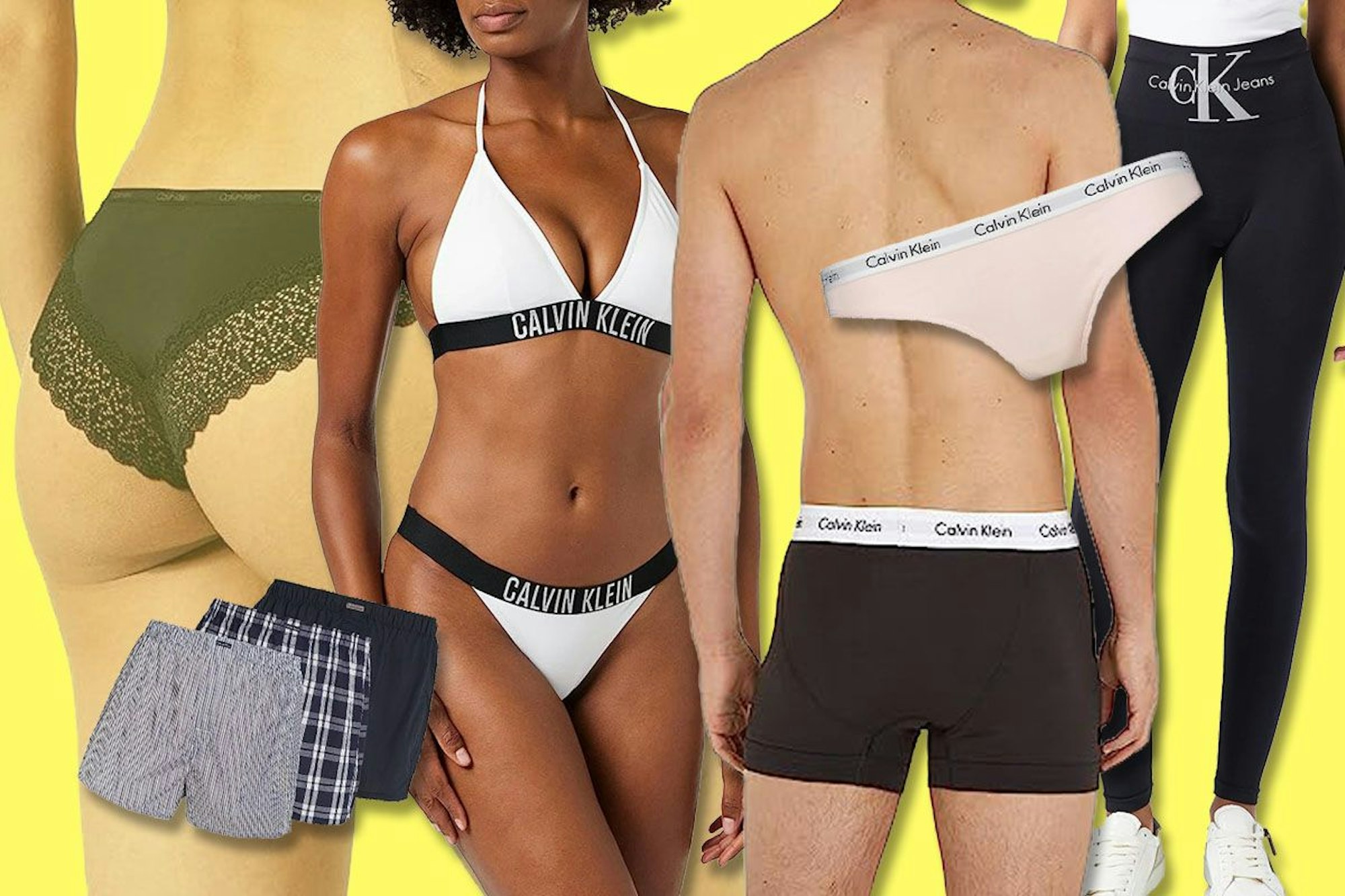 Calvin Klein Unterwäsche und Badekleidung von Männern und Frauen getragen.