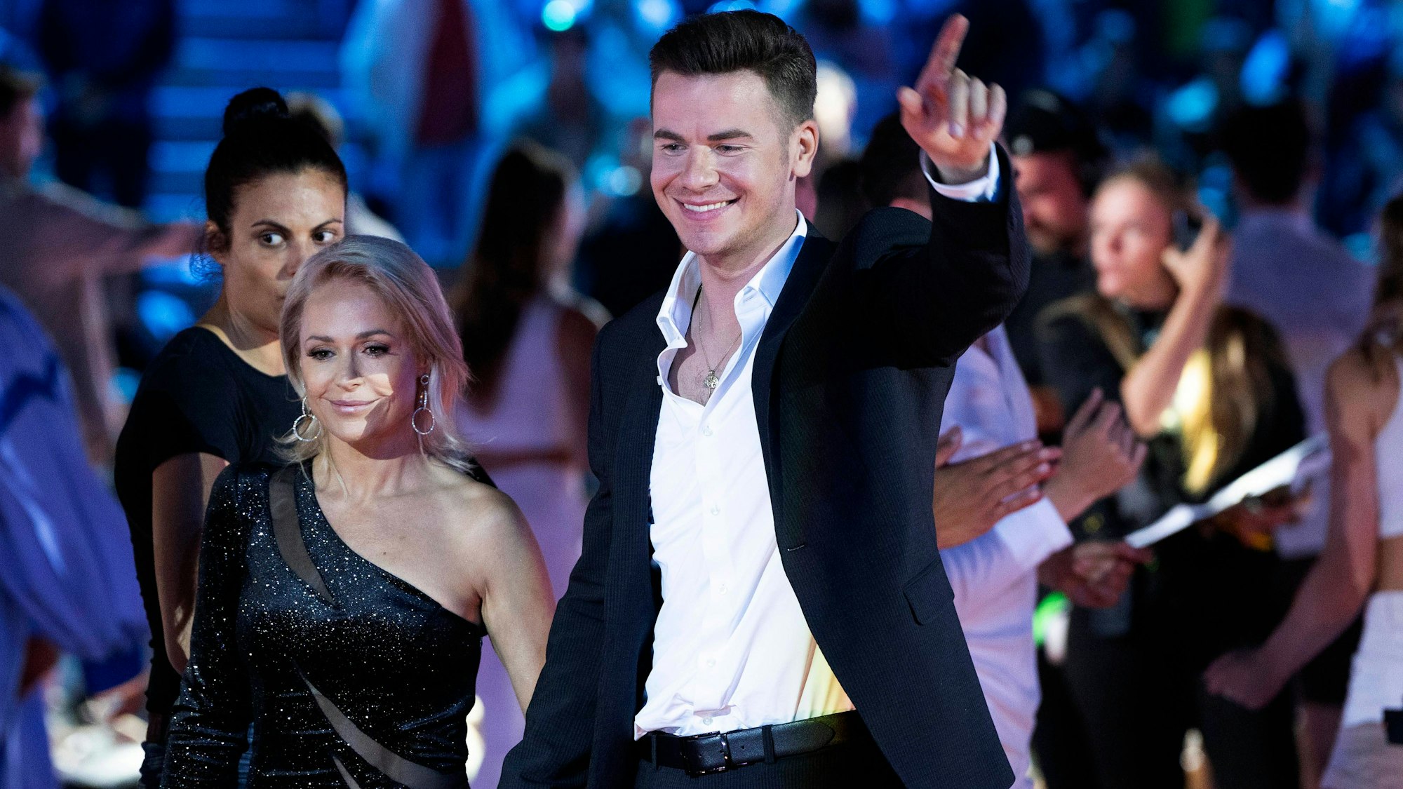 Michelle und Eric Philippi in der ARD/ORF TV-Show Schlagerbooom Open Air - Die Stadionshow in Österreich live aus dem Stadion in Kitzbühel.