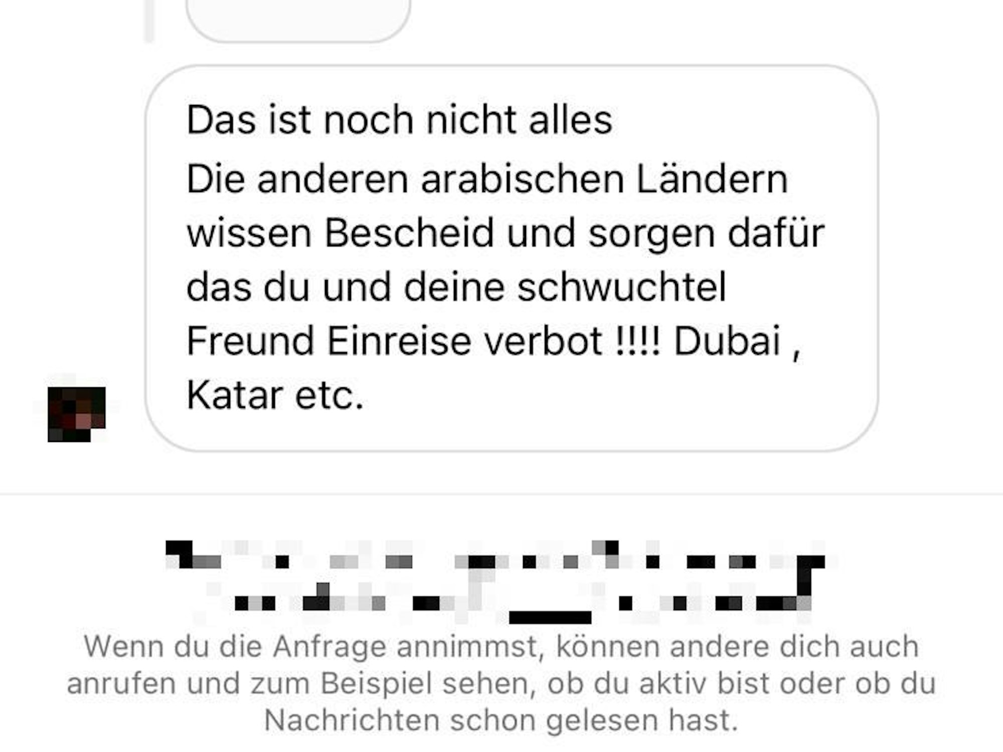 Text-Nachricht über Instagram.