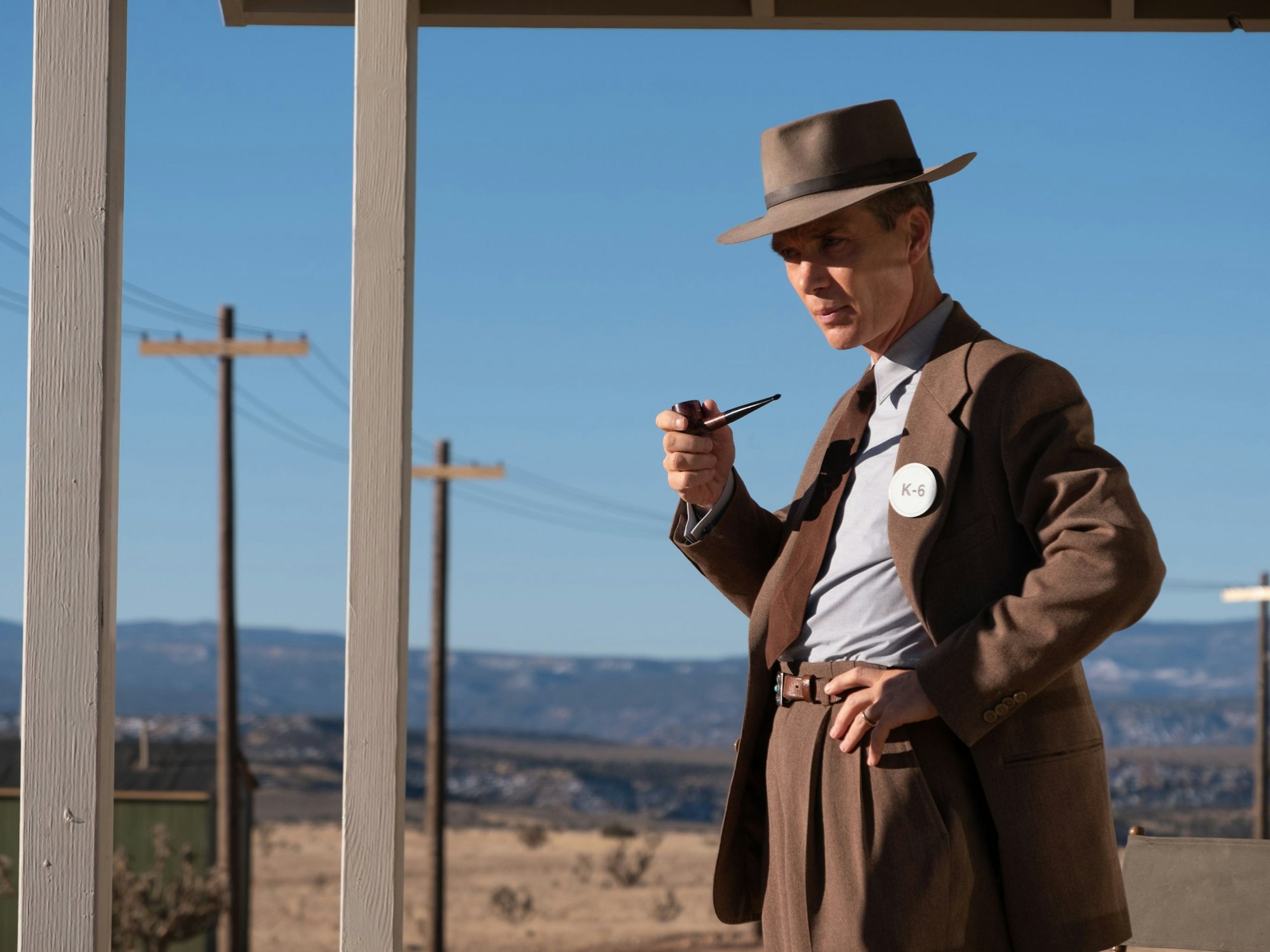 Schauspieler Cillian Murphy, hier in „Oppenheimer“ als J. Robert Oppenheimer (undatierte Filmszene).