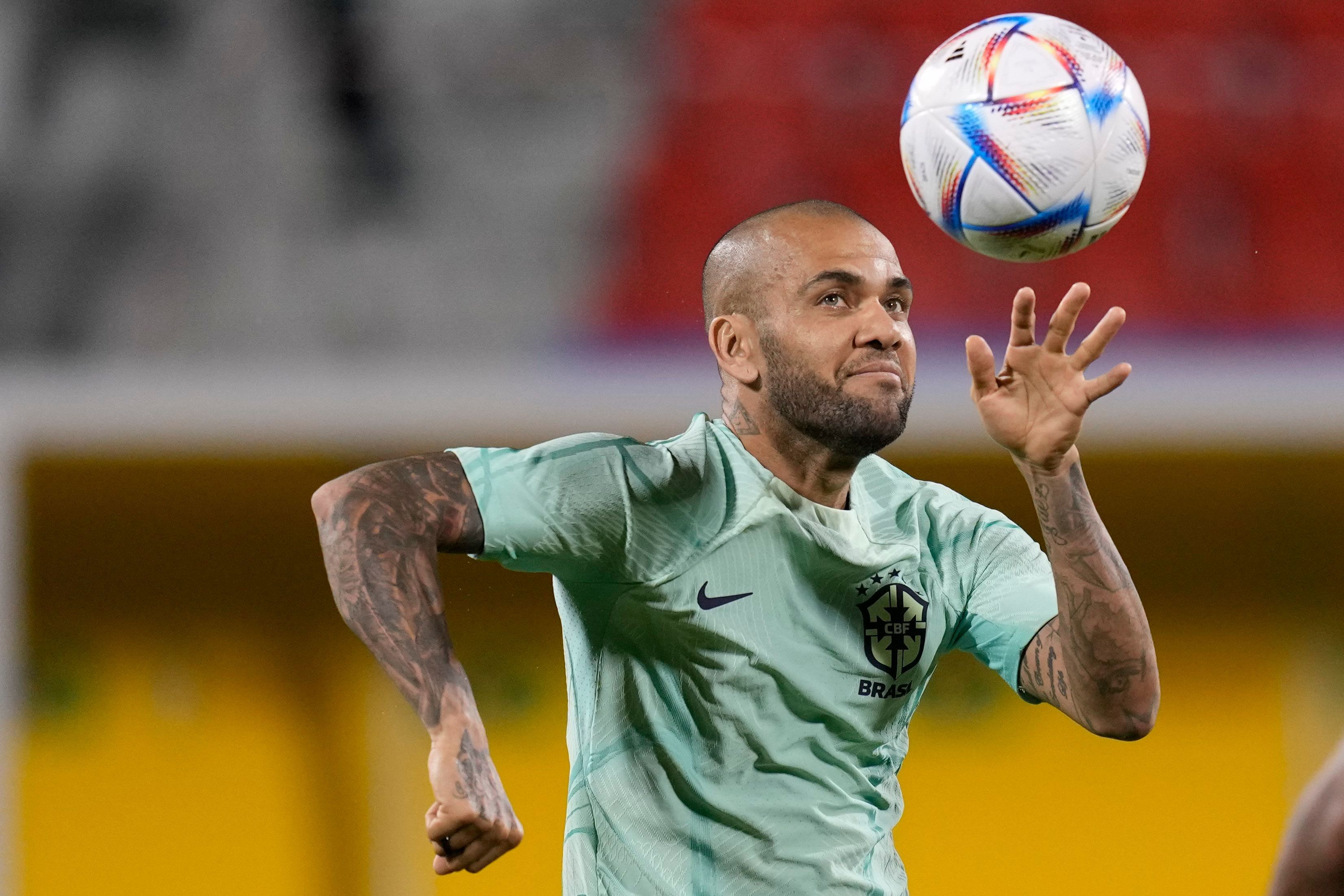 Dani Alves bei einem Training der brasilianischen Nationalmannschaft bei der WM in Katar.