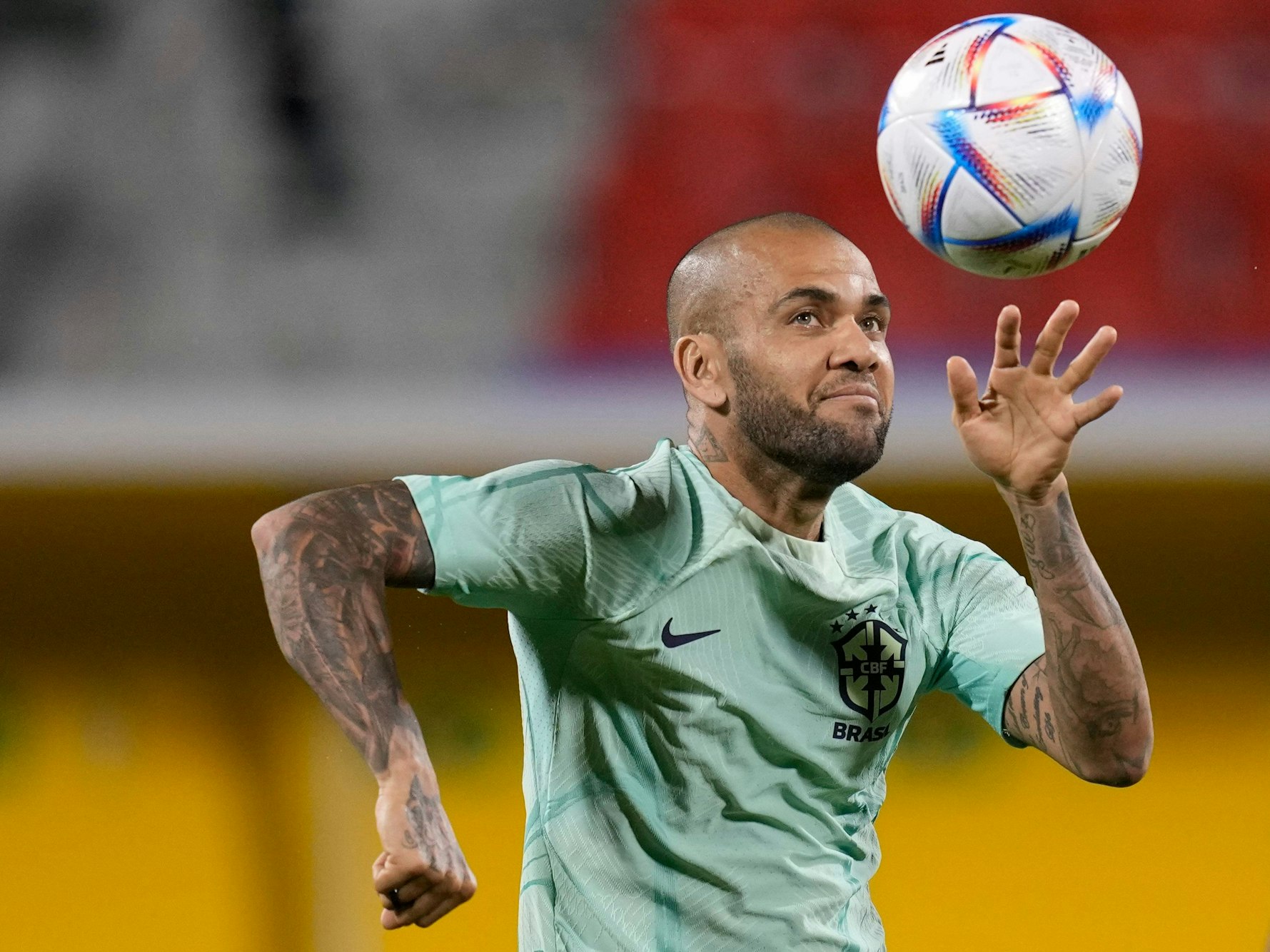 Dani Alves bei einem Training der brasilianischen Nationalmannschaft bei der WM in Katar.