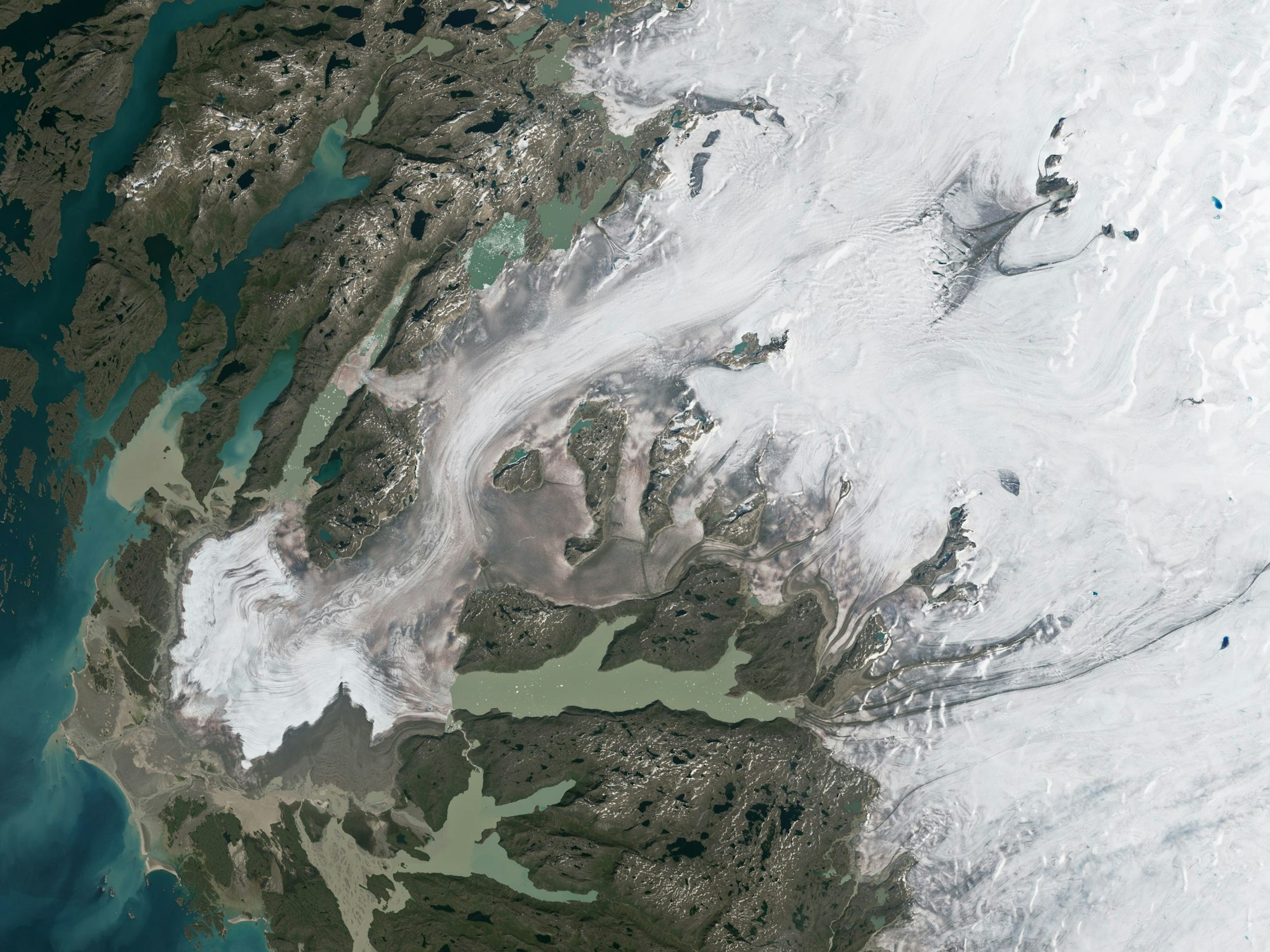 Warmes Wetter führte im Juni und Juli 2023 zu erheblicher Schmelze, insbesondere im südlichen Teil Grönlands.