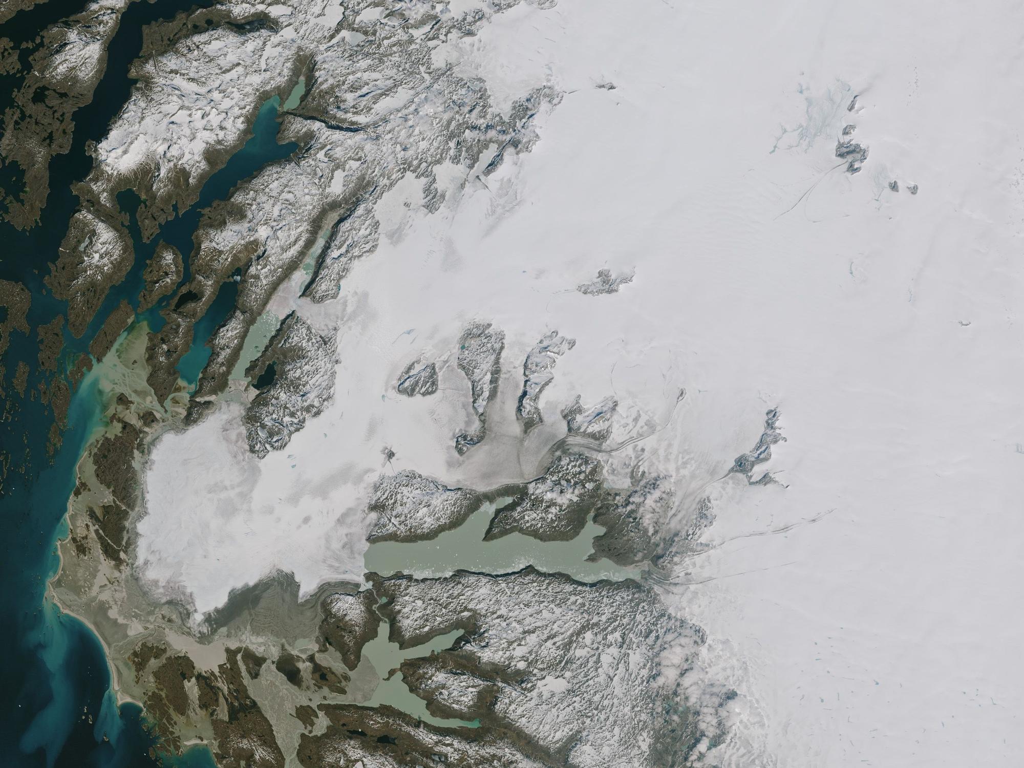 Warmes Wetter führte im Juni und Juli 2023 zu erheblicher Schmelze, insbesondere im südlichen Teil Grönlands.