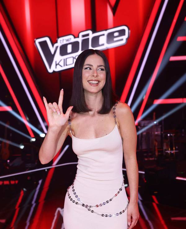 Sängerin und Coach Lena Meyer-Landrut steht vor dem Finale der Castingshow „The Voice Kids“ auf der Bühne.