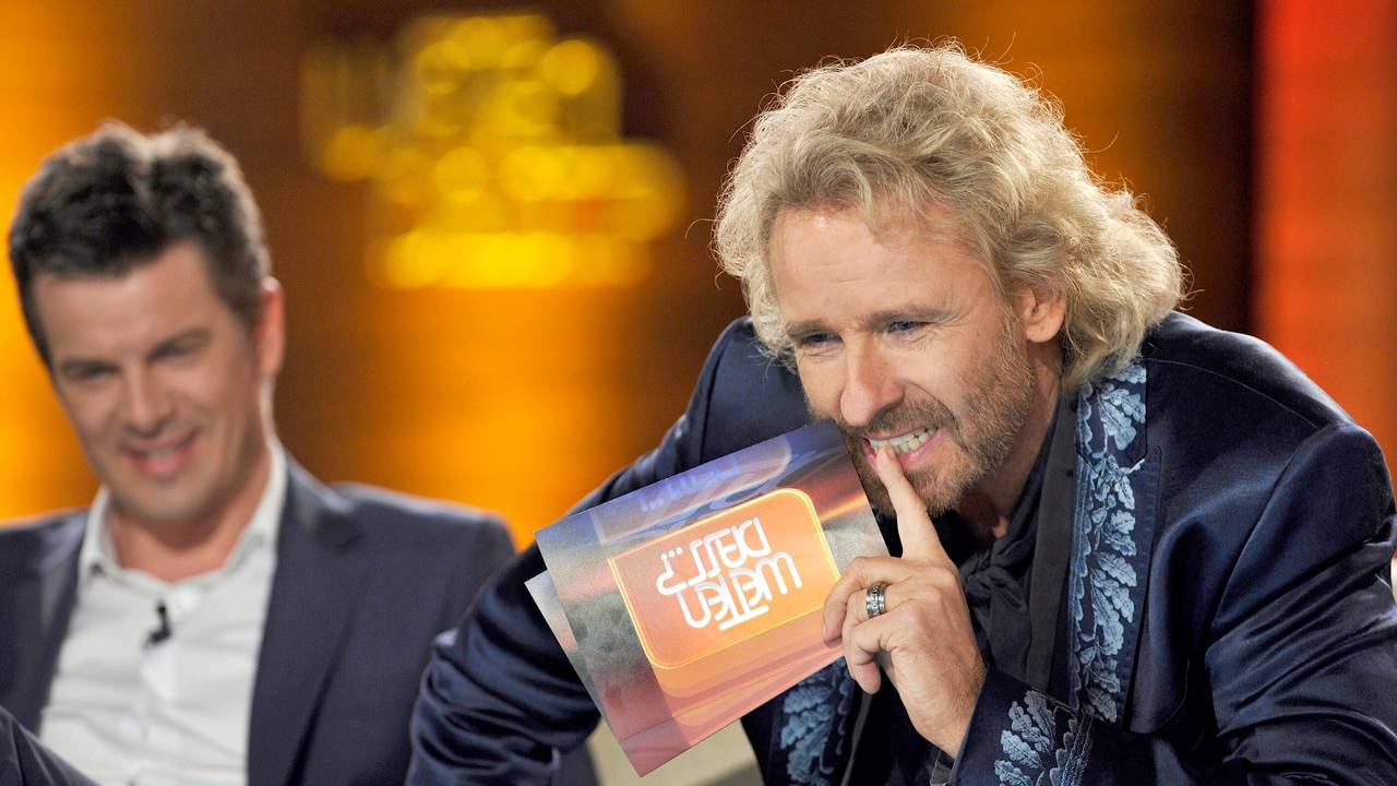 Thomas Gottschalk (r) und Moderator Markus Lanz