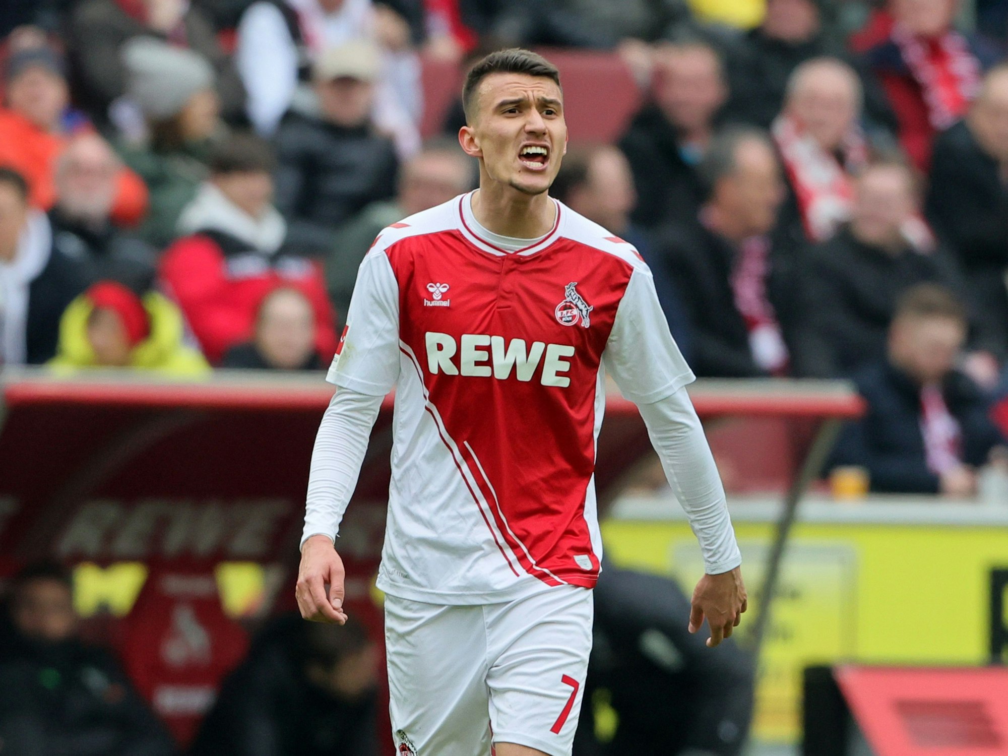 Dejan Ljubicic steht auf dem Platz und brüllt etwas in Richtung seiner Kollegen.