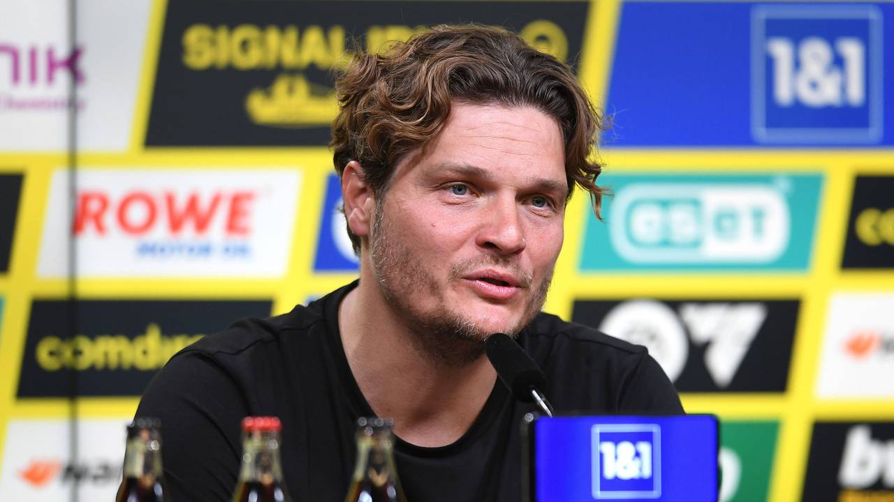 BVB-Trainer Edin Terzic auf der Pressekonferenz nach dem 2:2-Unentschieden gegen Mainz 05.