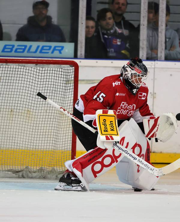 Die Haie beim Training, hier der neue Torwart Tobias Ancicka