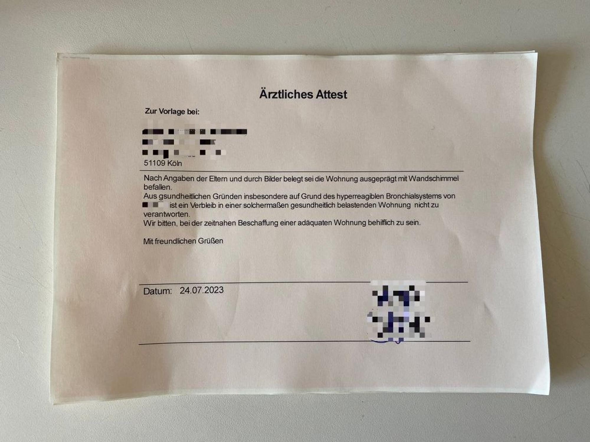 Das Kinderarzt-Attest.