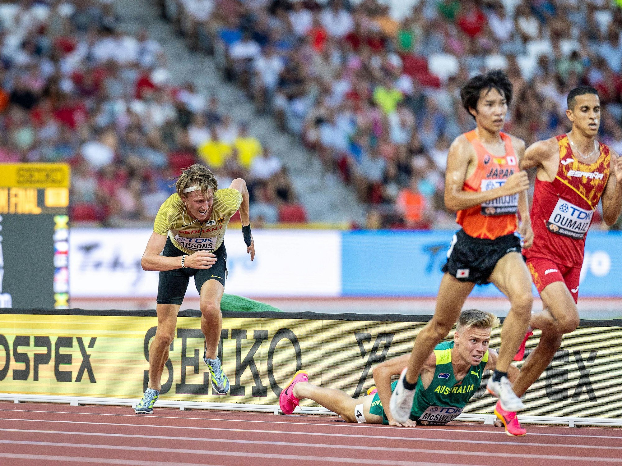 Bitterer Moment bei der Leichtathletik-WM: DLV-Läufer Sam Parsons stürzte im 5000-Meter-Rennen.