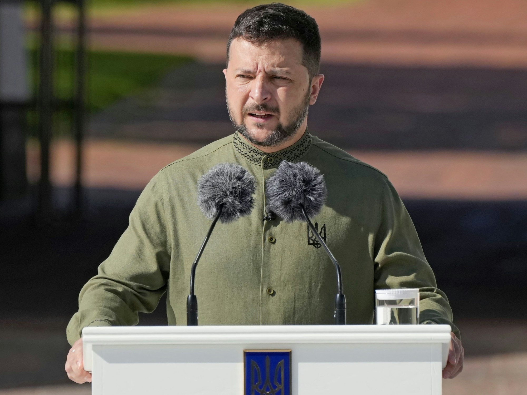 Wolodymyr Selenskyj, Präsident der Ukraine, spricht am 24. August bei einer Feier zum Unabhängigkeitstag. Selenskyj hält eine Verhandlungslösung für die seit 2014 von Russland annektierte Krim für möglich.