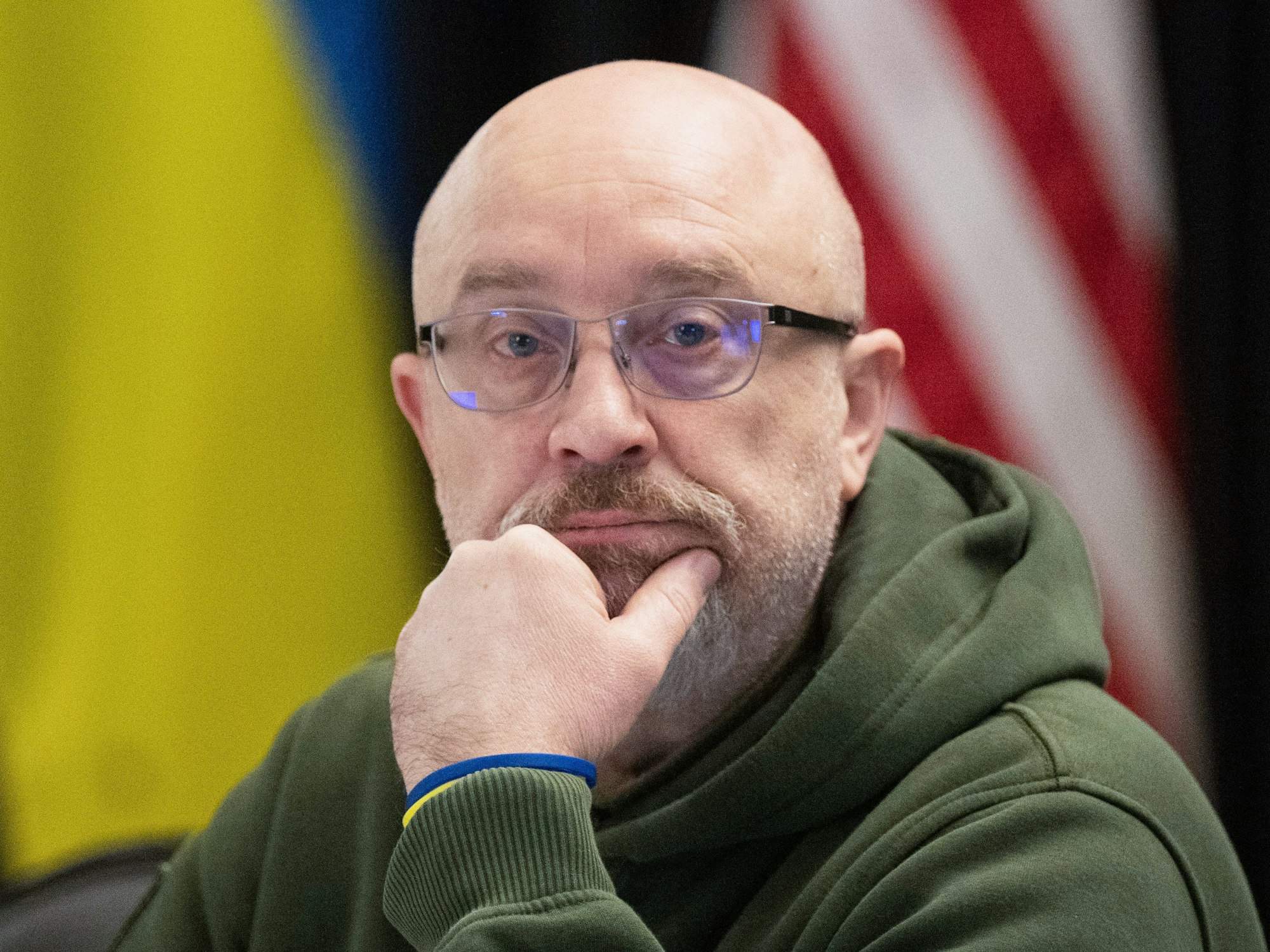 Der ukrainische Verteidigungsminister Olexij Resnikow, aufgenommen bei der Ukraine-Konferenz auf der US-Airbase Ramstein. Der Ukrainische Präsident Selenskyj wechselt seinen Verteidigungsminister Olexij Resnikow aus.