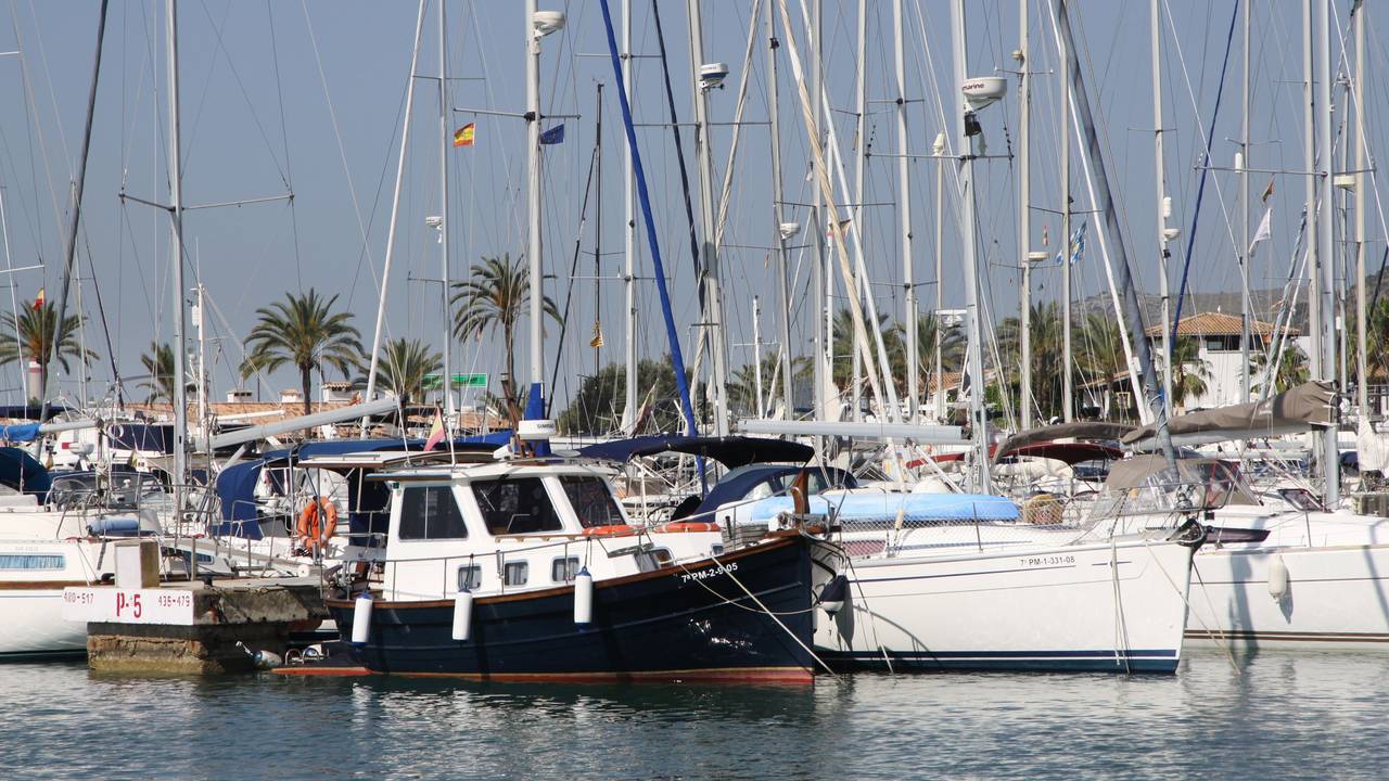 Im Jachthafen von Alcúdia liegen die Segelboote bis zur nächsten Ausfahrt vor Anker.
