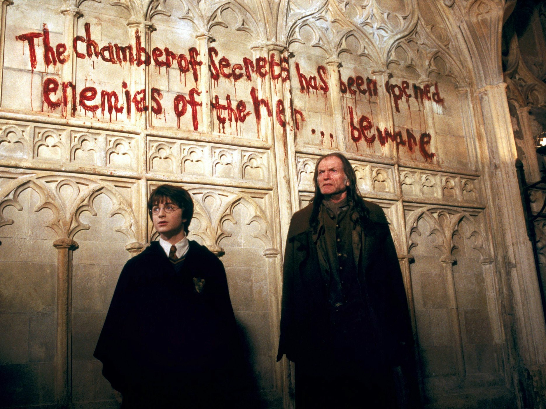 Szene aus „Harry Potter und die Kammer des Schreckens“: Schauspielerin Miriam Marfolyes, die ebenfalls im Film mitwirkte, leidet derzeit unter extremem Übergewicht.