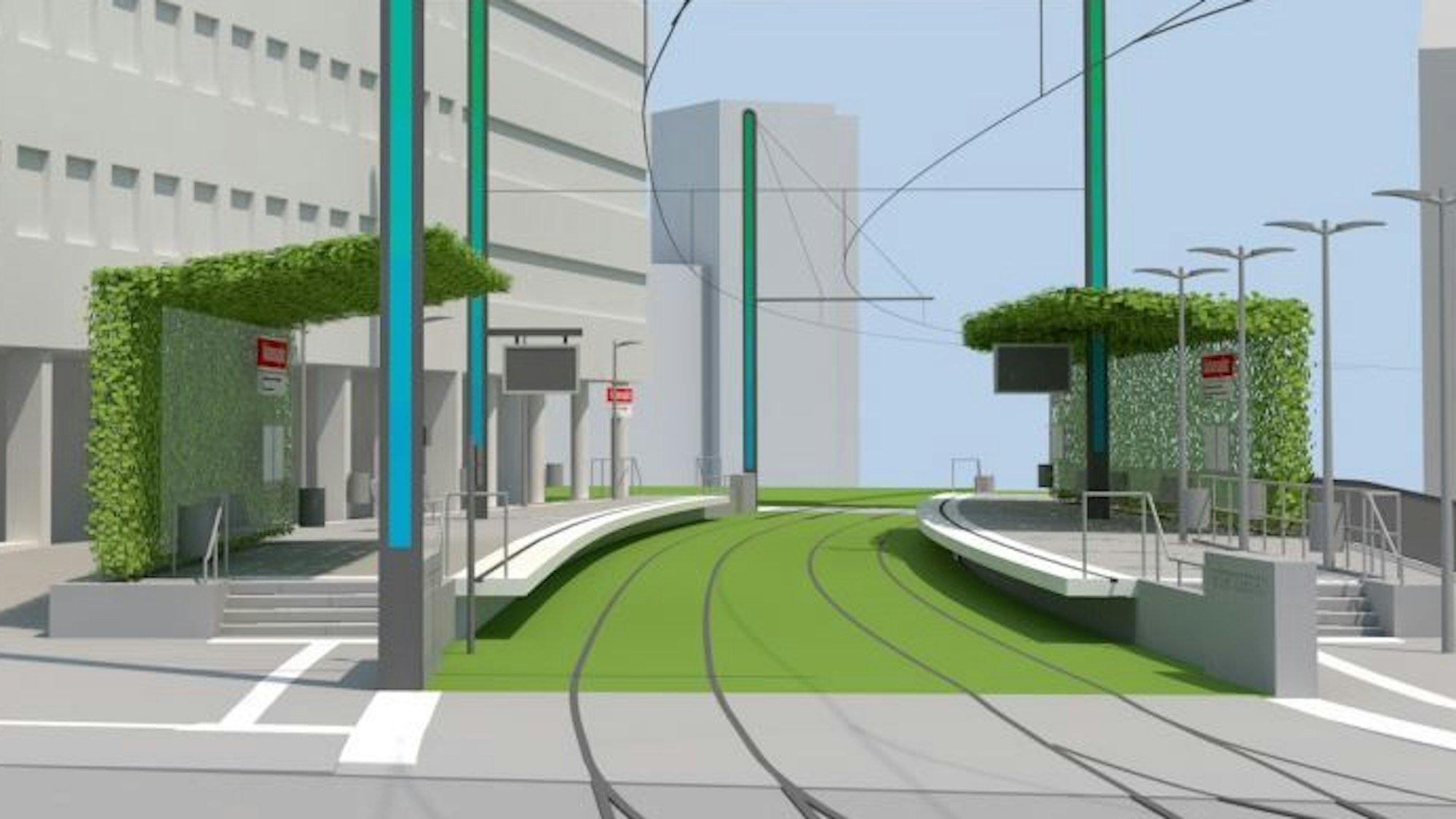 Die Visualisierung der Stadt Köln zeigt die neue Haltestelle Barbarossaplatz.