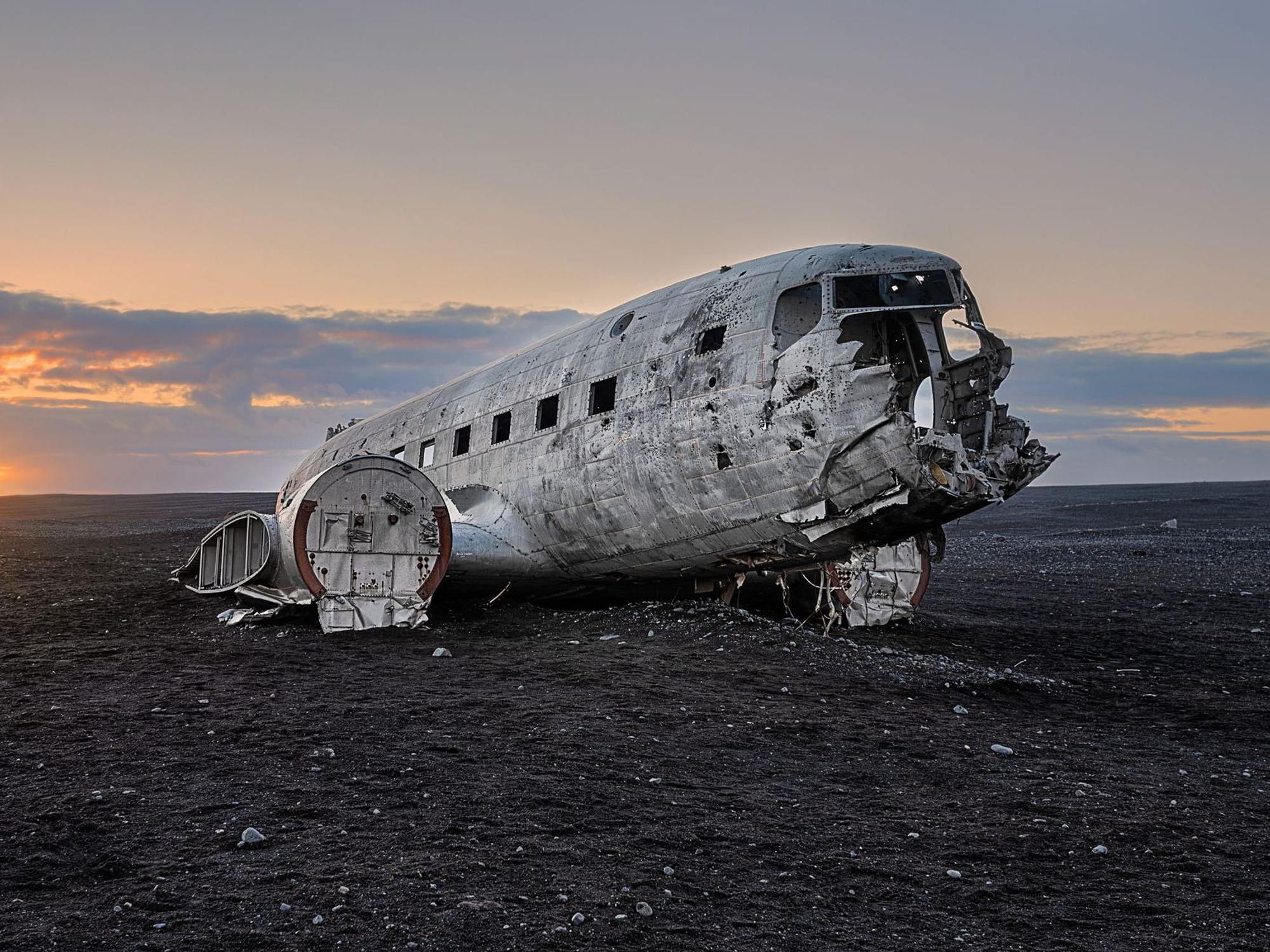 Flugzeugwrack in Sólheimasandur, Island.