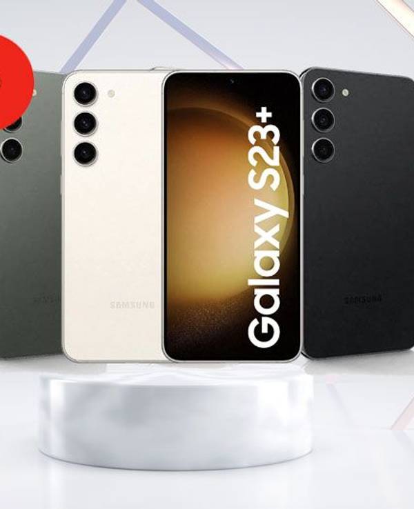 Auf dem Bild ist das Samsung Galaxy S23+ in all seinen Farben zu sehen.