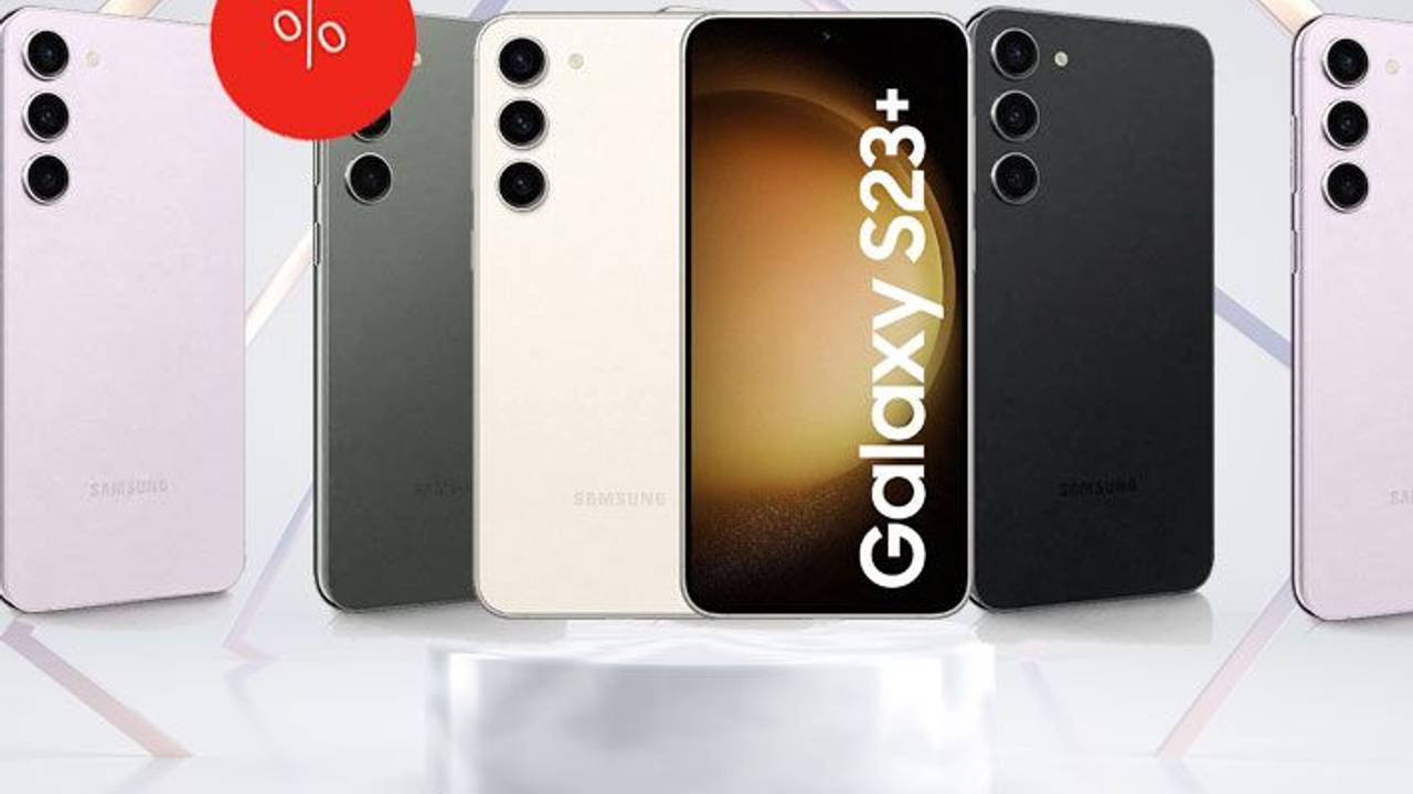 Auf dem Bild ist das Samsung Galaxy S23+ in all seinen Farben zu sehen.