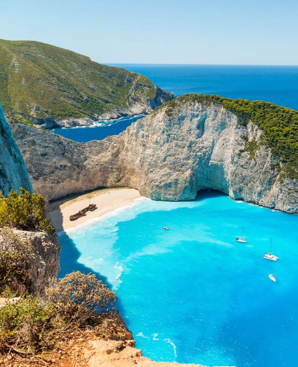 Blick auf Navagio Beach, Zakynthos, Griechenland.