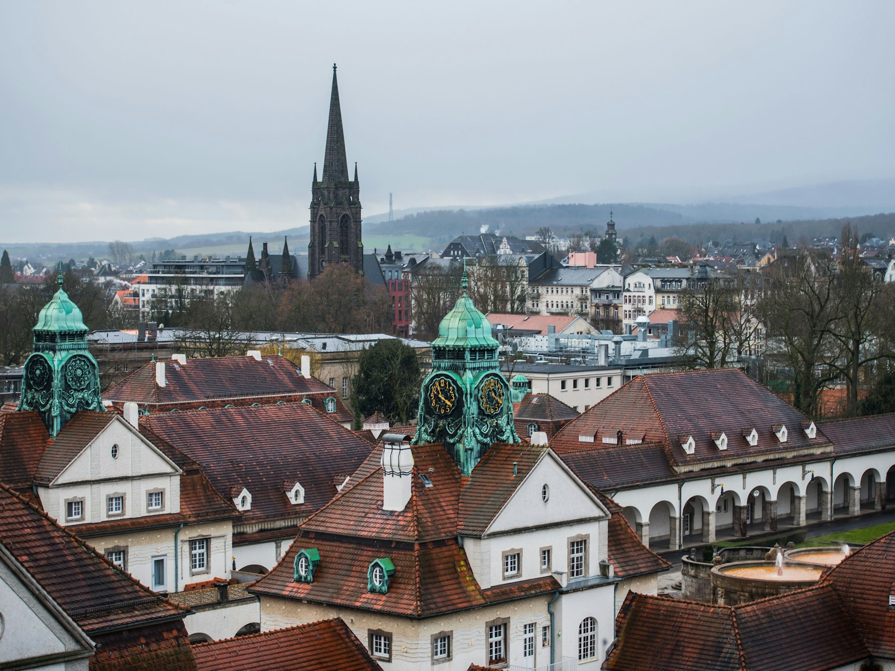Blick auf die historische Kuranlage im hessischen Bad Nauheim. Das Foto wurde 2018 aufgenommen.