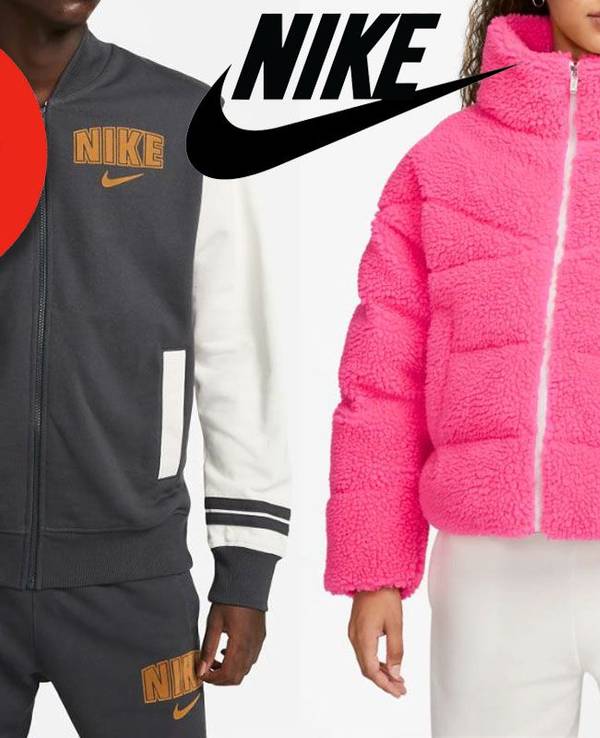 Nike Jacken für Damen und Herren in Grau und Pink.