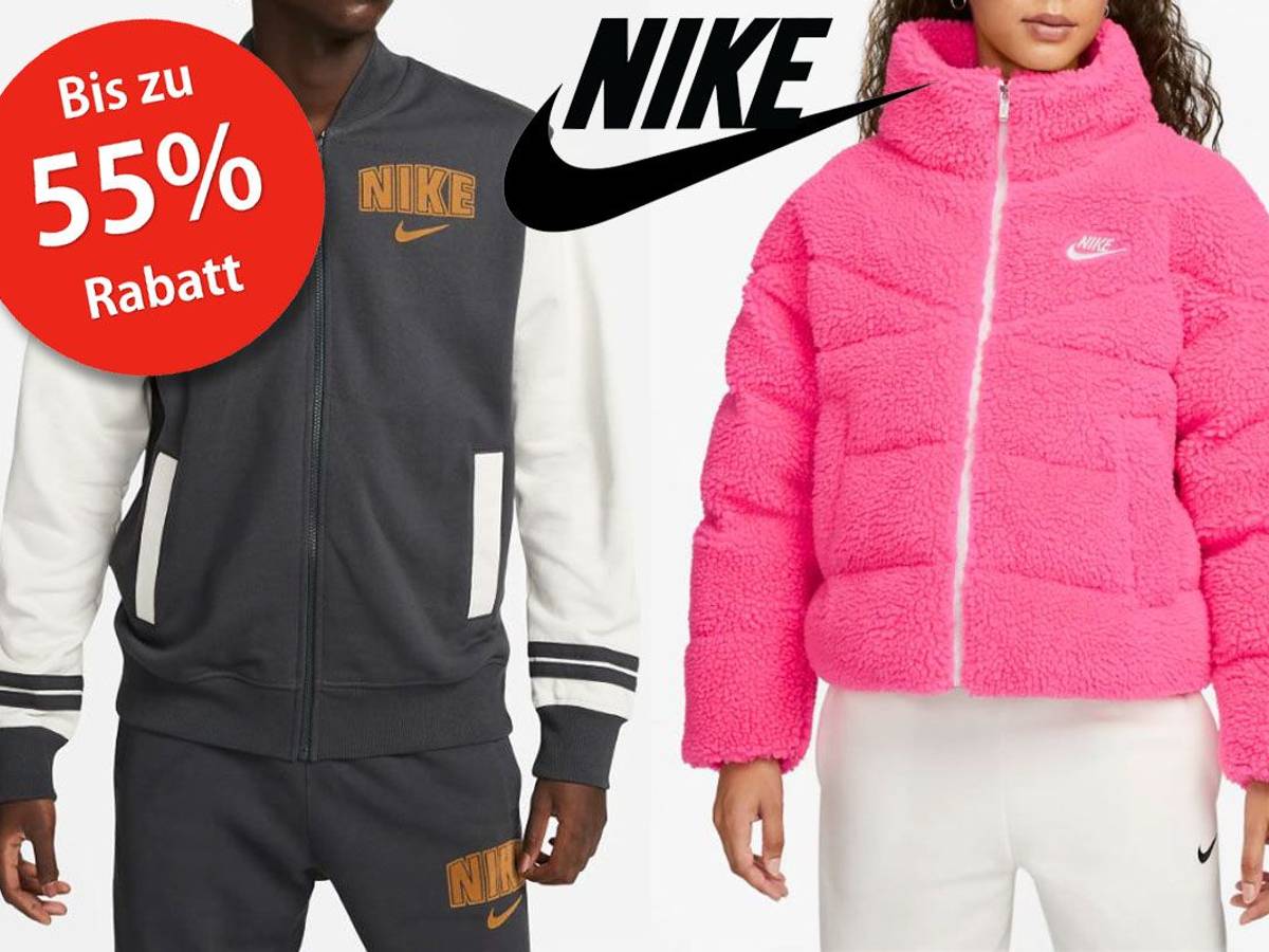 Nike Jacken für Damen und Herren in Grau und Pink.