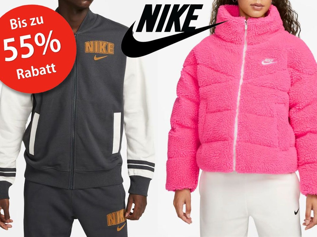 Nike Jacken für Damen und Herren in Grau und Pink.