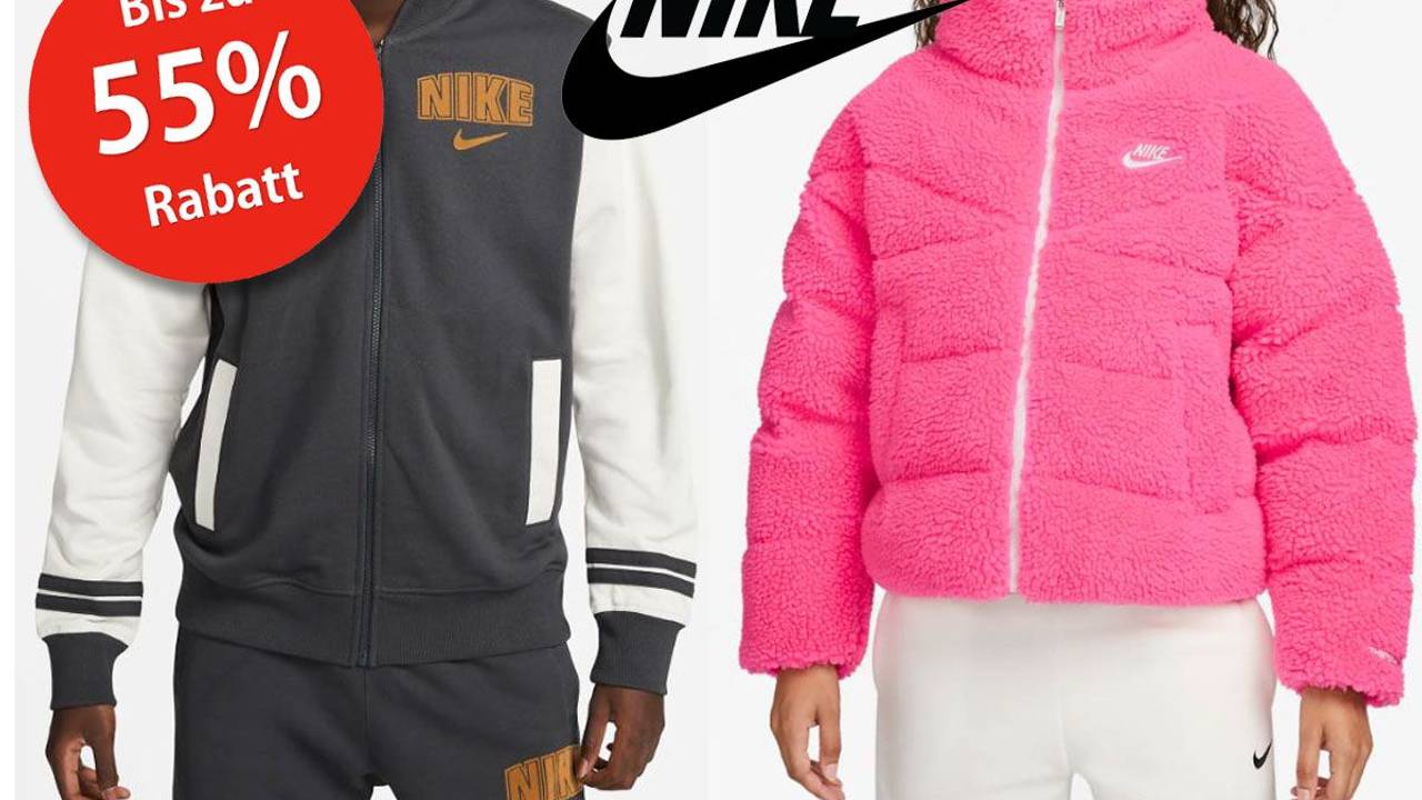 Nike Jacken für Damen und Herren in Grau und Pink.