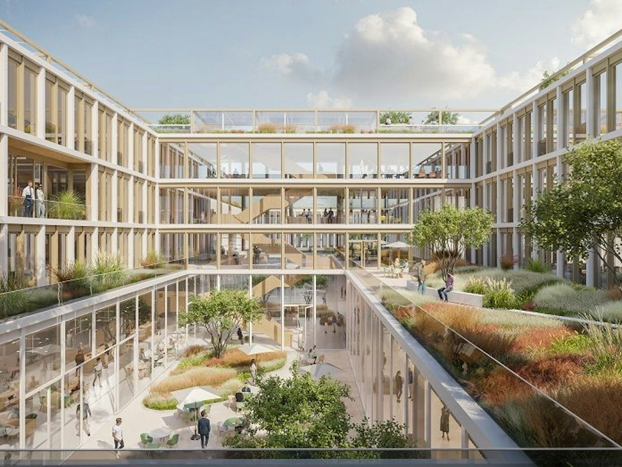 Visualisierung zeigt den Innenhof des möglichen Verwaltungsneubaus.