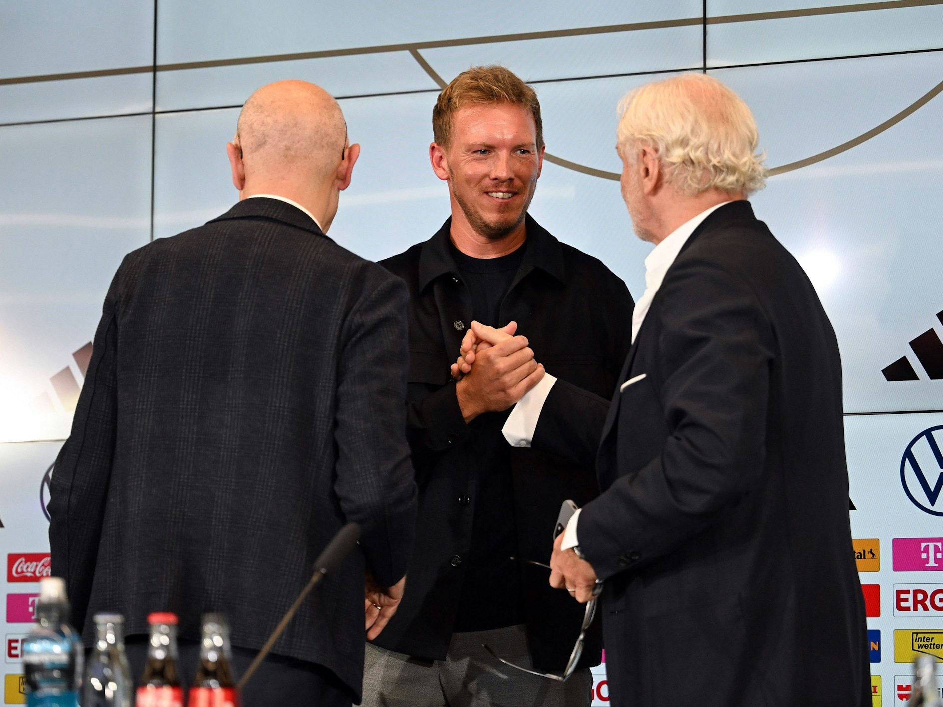 Bernd Neuendorf, Julian Nagelsmann und Rudi Völler bei der DFB-PK.