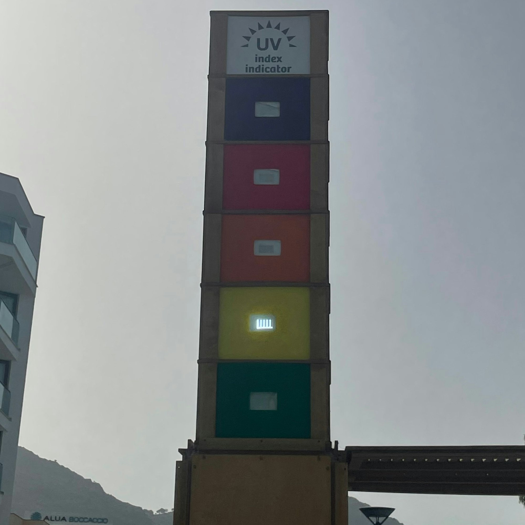 Der UV-Index-Indicator in Alcúdia auf Mallorca.