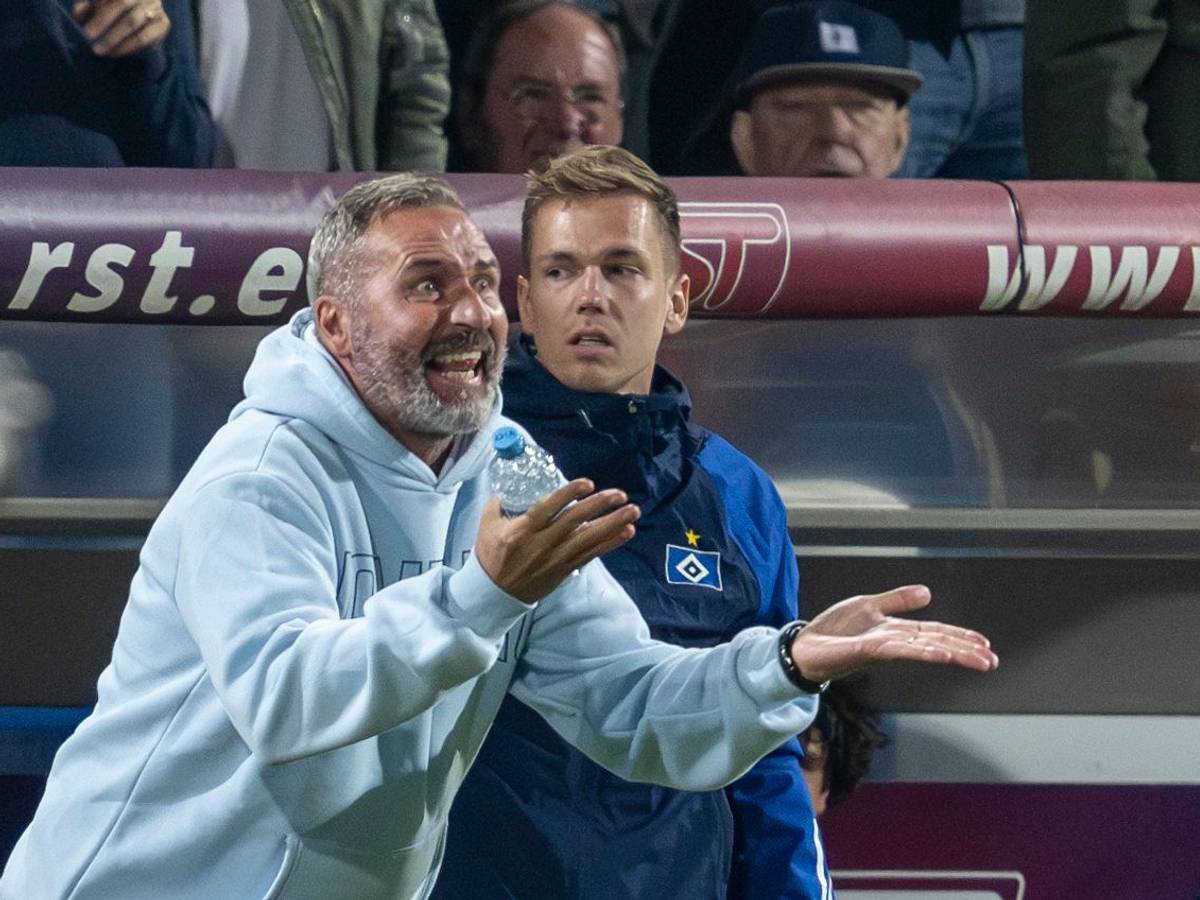 HSV-Trainer Tim Walter tobt an der Seitenlinie.