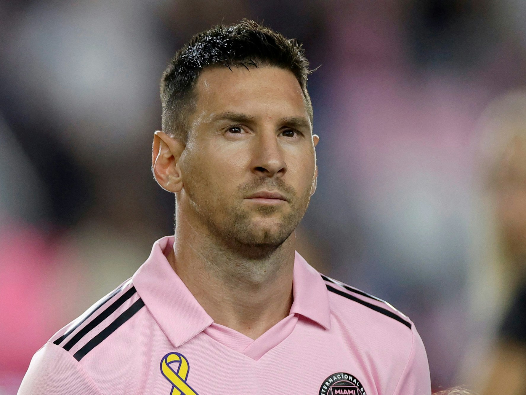 Lionel Messi voll fokussiert vor dem Spiel von Inter Miami.