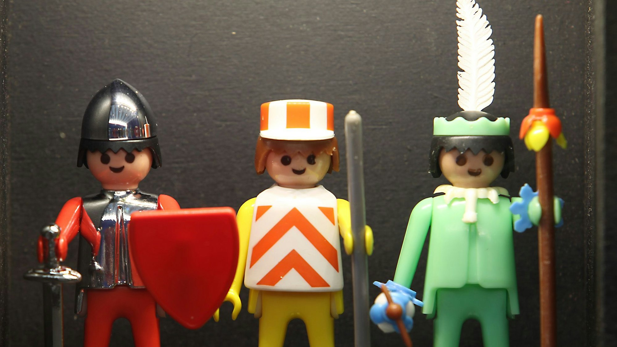 Die ersten Playmobilfiguren aus dem Jahr 1974, aufgenommen im März 2016 im Ausstellungszentrum Arche Nebra.