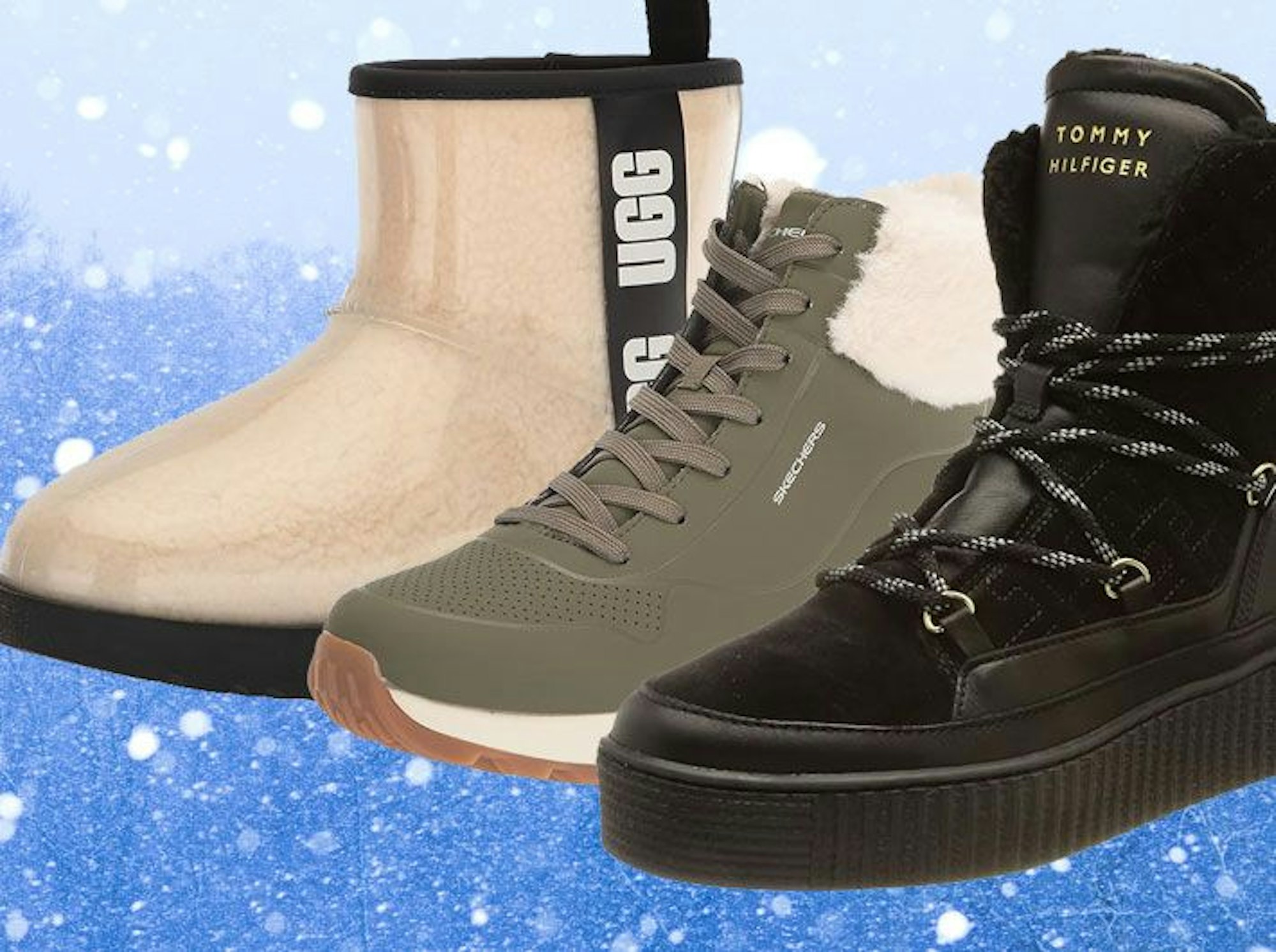 Auf dem Bild sind drei Winterschuh Modelle für Damen zu sehen.