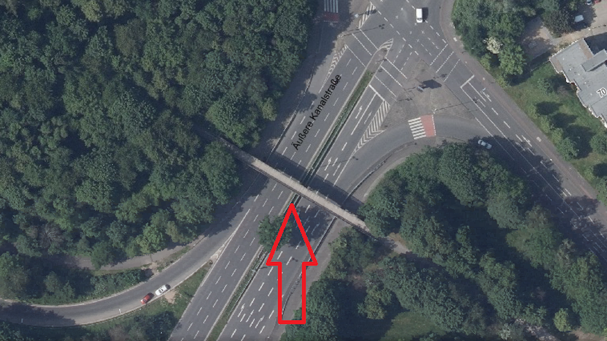 Eine Luftaufnahme der Äußeren Kanalstraße