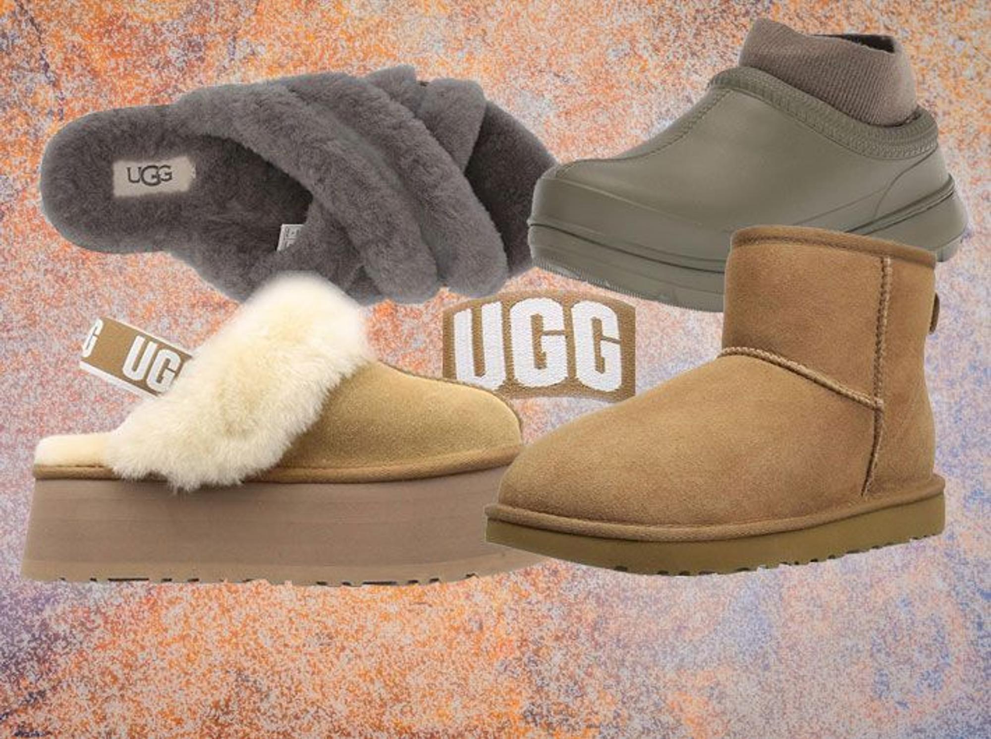 Es sind4 unterschiedliche Modelle der Marke Uggs abgebildet.