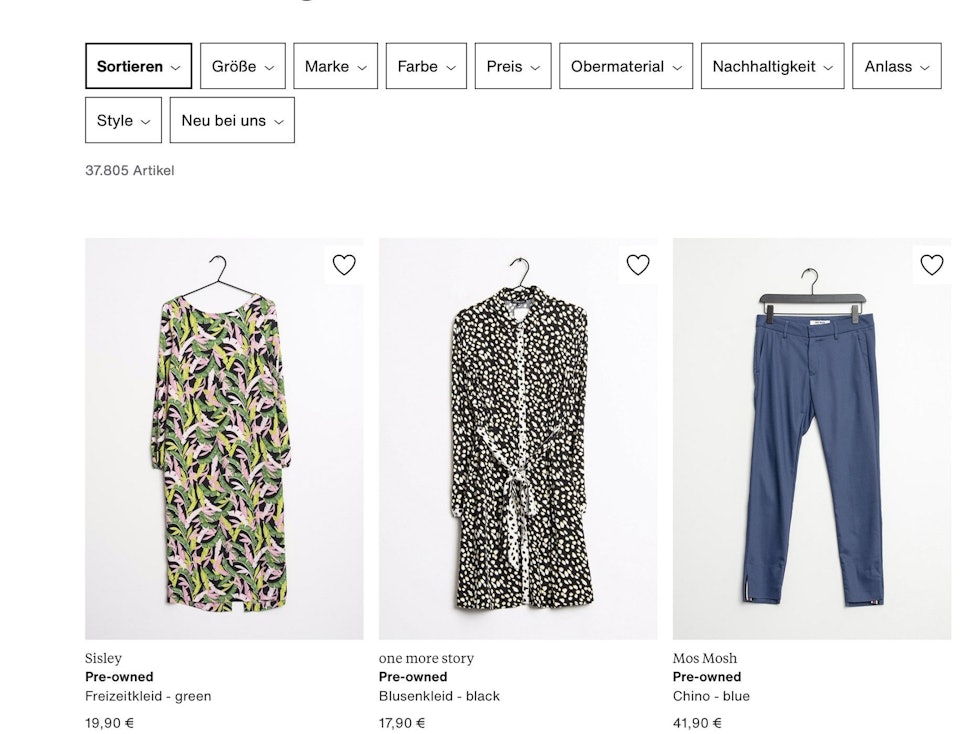 Blick auf das Secondhand-Segment bei Zalando (Archivfoto 2021): Fachleute halten die vom Onlinehändler verlangten Mahngebüren bei nicht fristgemäßer Zahlung für unzulässig.